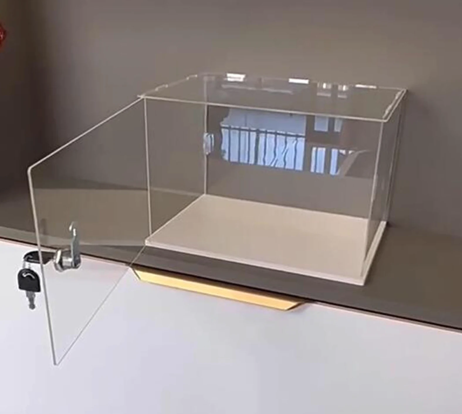 Teca Plexiglass Vetrina Espositiva in Acrilico Trasparente Antipolvere, Vetrina con Serratura per Oggetti da Collezione/Artigianato/Miniature, Scatola(35x40xH10cm/14x16x4")