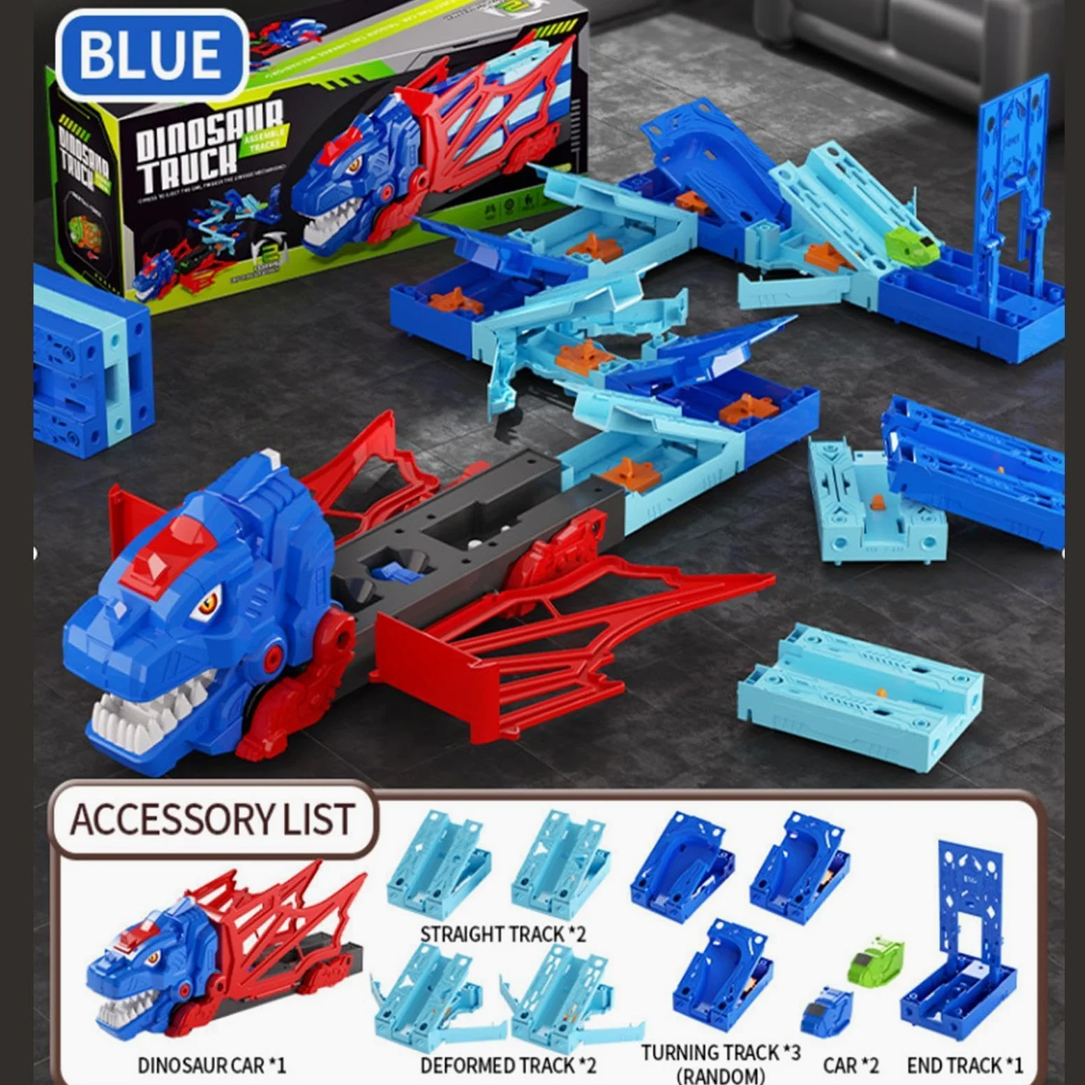 Generico Giocattoli Pista Da Corsa Dei Dinosauri Interattivo Flessibile DIY | Set Pista Macchinine Per Bambini E Bambine Interno Esterno Prescuola Asilo Viaggio Compleanno