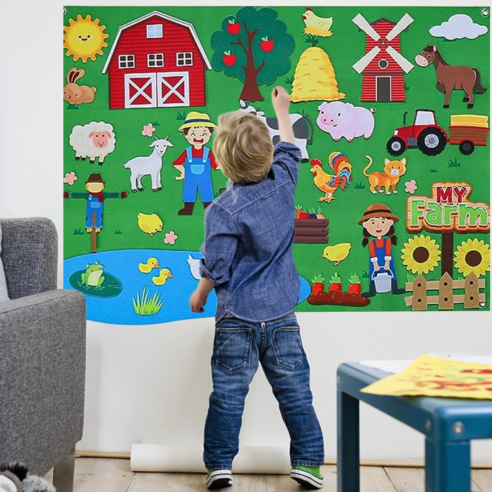 Tavole con storie in feltro per bambini in età prescolare, Storie in feltro fai da te Story Board in flanella per la scuola materna, Attività educativa da parete per bambini, tavola in flanella con na
