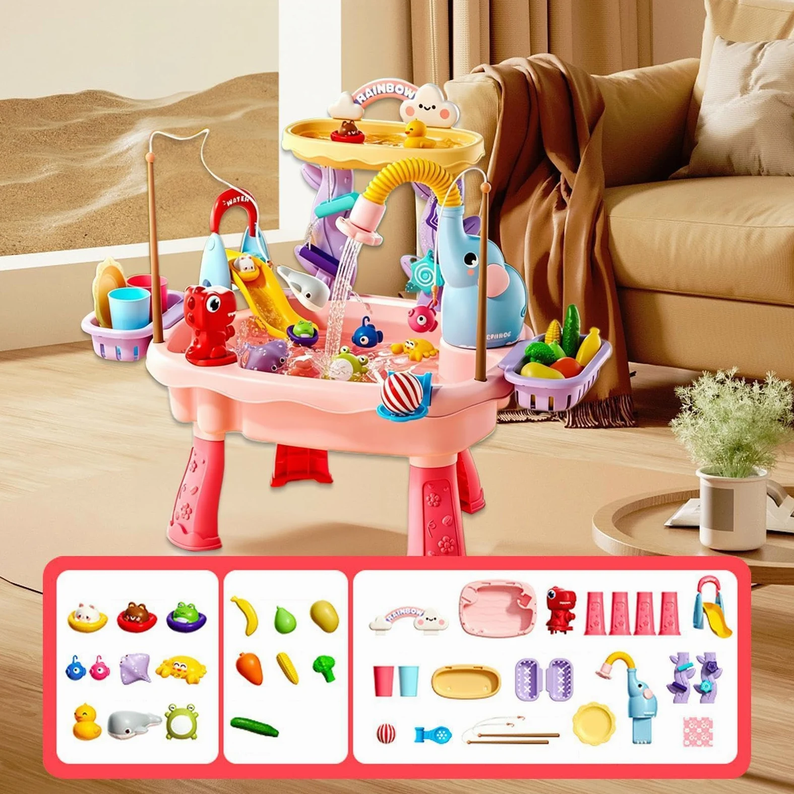 Tavolo Acqua Attività Giocattolo Da Pesca Con Pompa Elettrica | Set Di Attività Sensoriali Per Bambini per Bambini e Bambine Piccoli Patio Spiaggia Campeggio Asilo Casa Bagno Sala Giochi