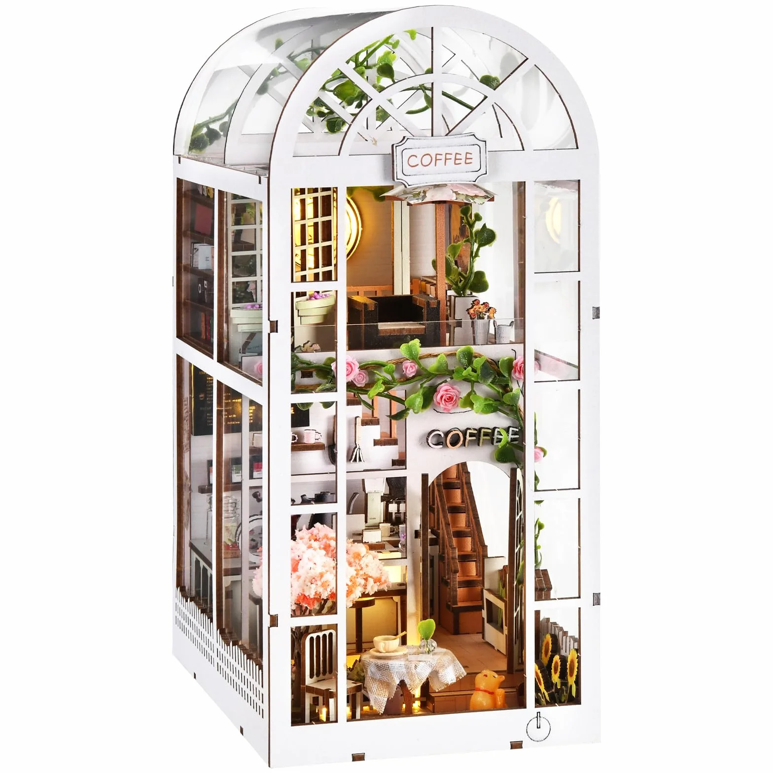 Kit Book Nook, Puzzle 3D in Legno Fai-da-te Fermalibri Book Nook Miniatura Casa delle Bambole per Decorazione Libreria, Kit Modello DIY Inserto Booknook Vicolo per Adulti e Adolescenti