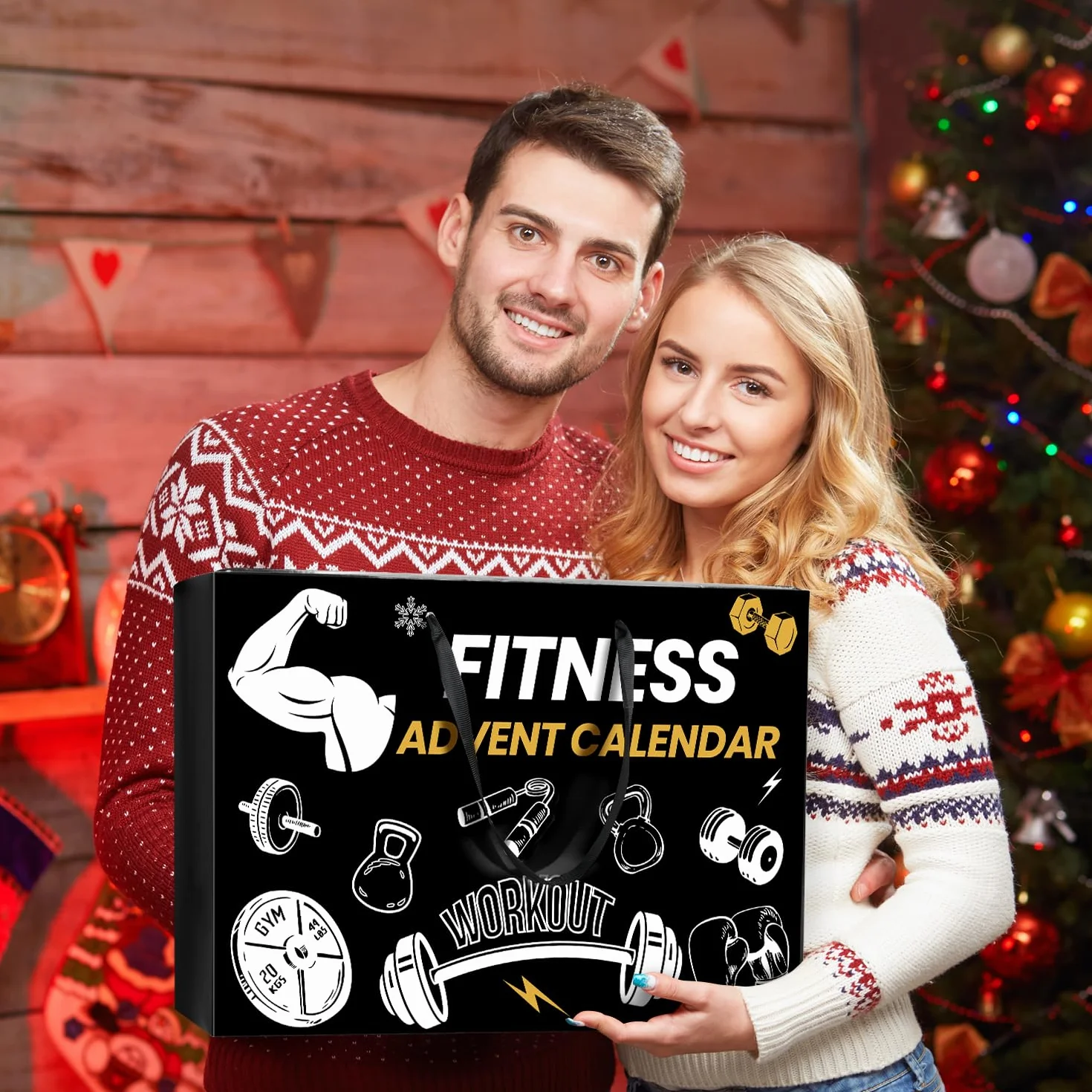 iZoeL Calendario Avvento Fitness Calendario Avvento Uomo Idee Regalo Natale 2025 - Elastici Fitness Ginocchiere Corda per Saltare Guanti Calzini, Regali Natale per Padre Fratello Madre Sorella