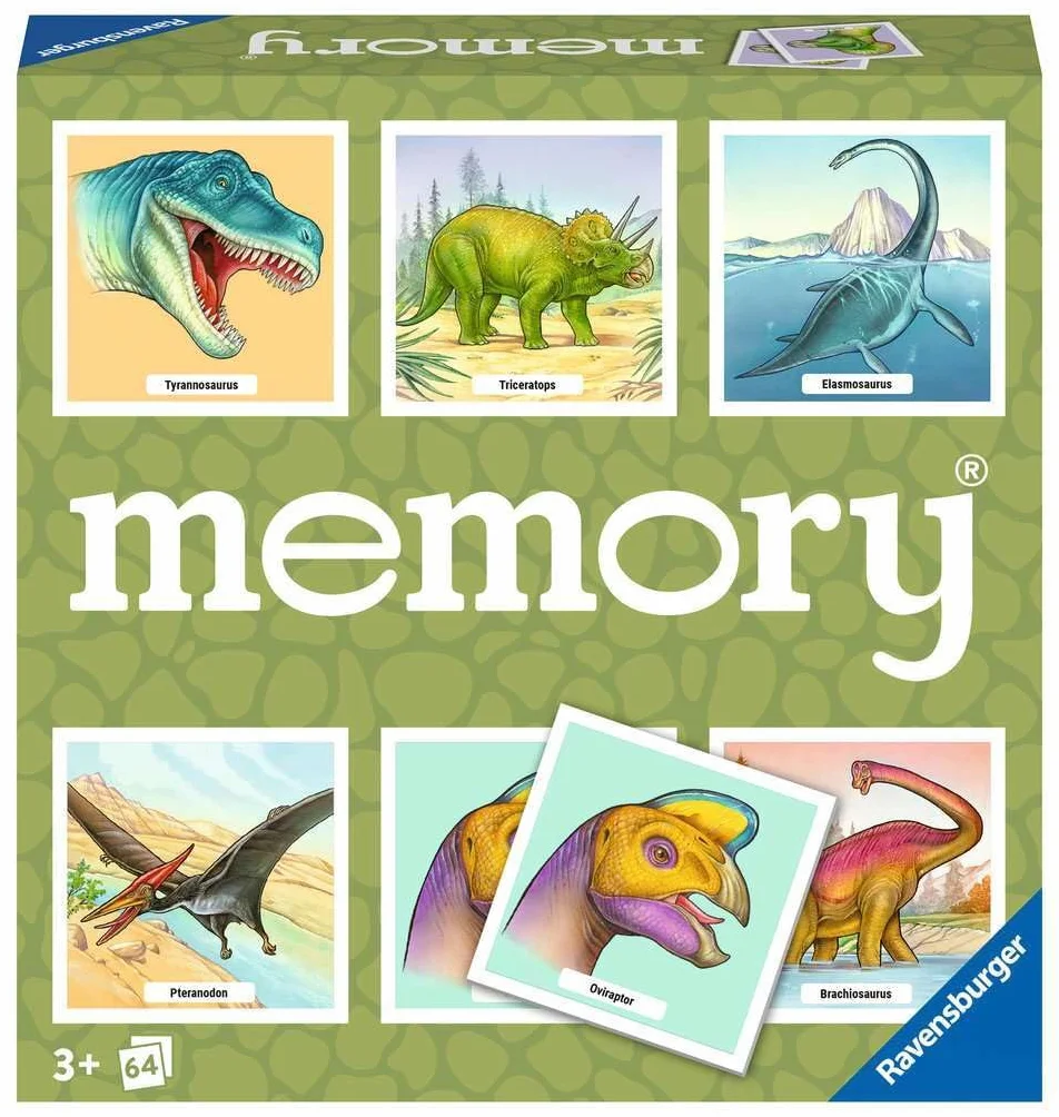 Ravensburger - Memory Dinosauri, 64 Tessere, Gioco Da Tavolo, 3+ Anni, 20924