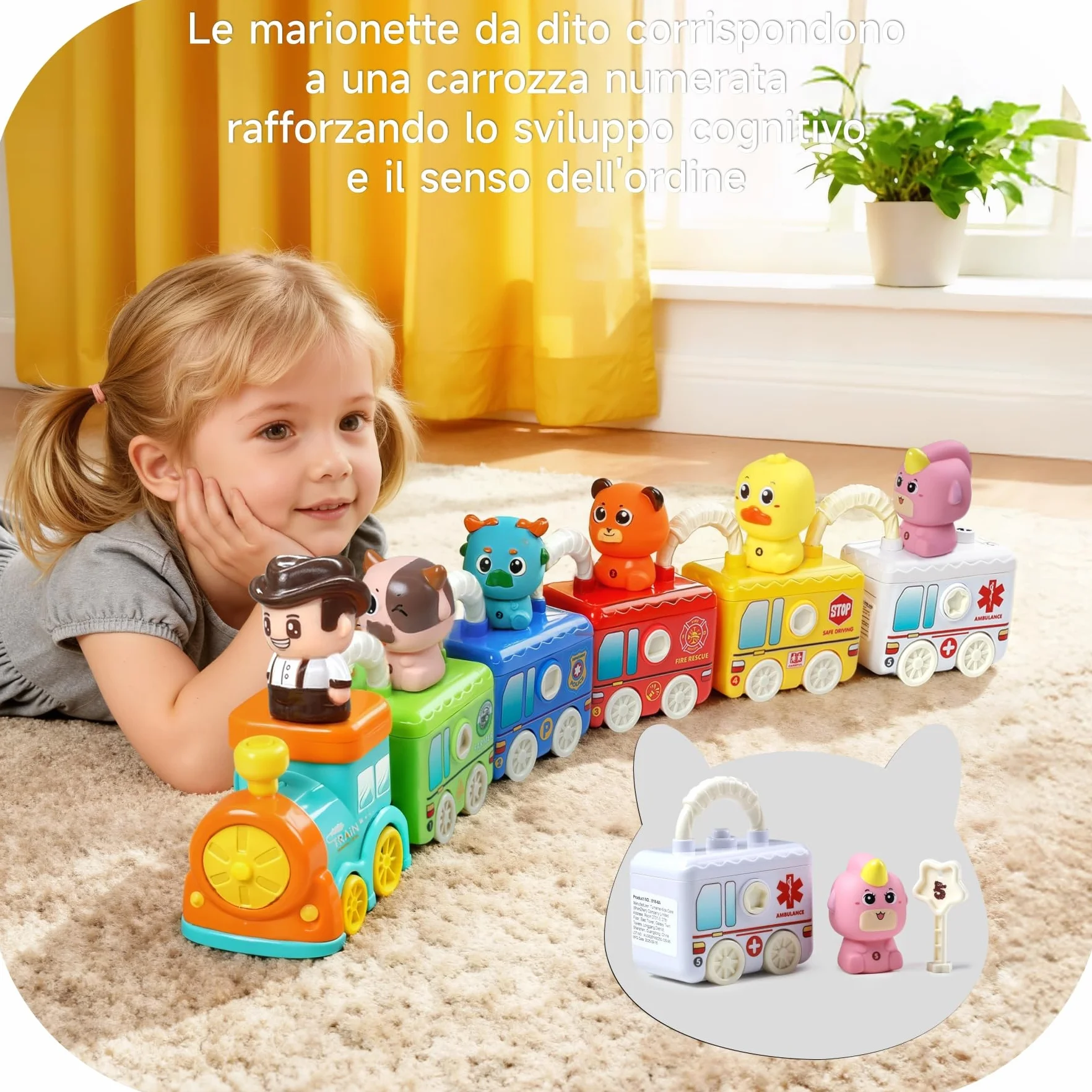 Treno Apprendimento Montessori - Giocattolo Educativo con 5 Serrature & Animali per Bambini 2 3 4 Anni, Gioco Motricità Fine e Colori, Regalo Perfetto