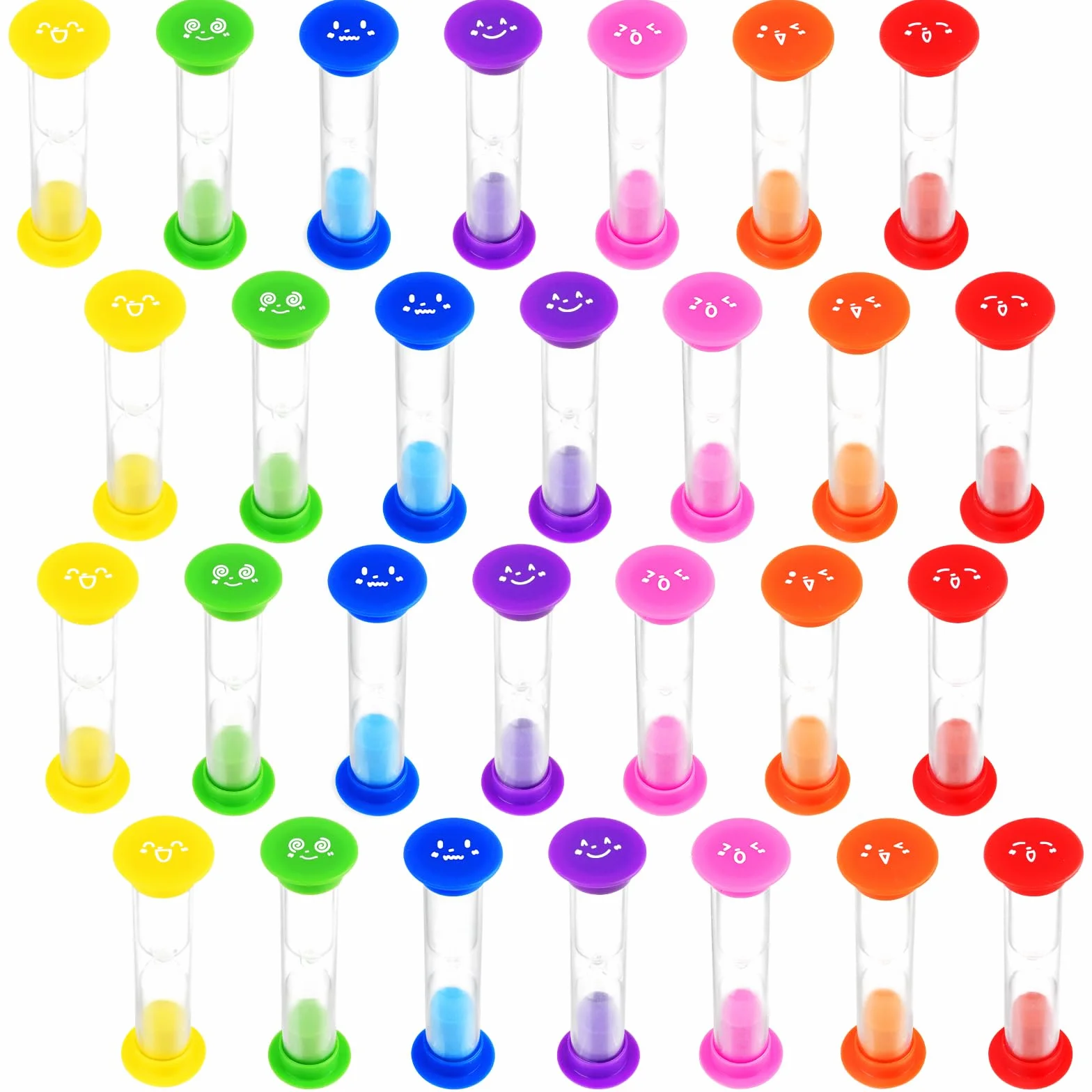 28 clessidra per timer, 2 minuti, orologio in vetro di sabbia colorato, orologio in vetro di sabbia carino, 7 colori, timer per spazzolino da denti per bambini in aula, gioco casa