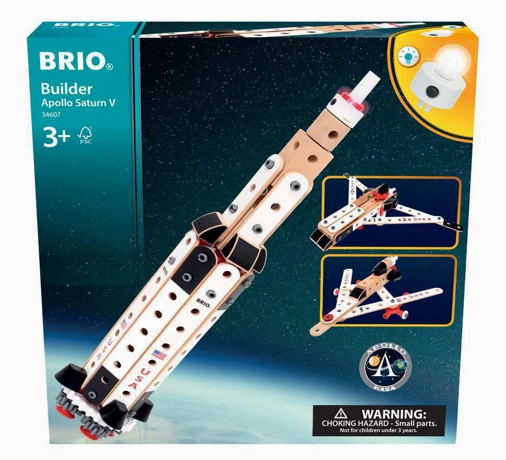 BRIO Builder 34607 Apollo Saturn V | Giocattolo da costruzione da 91 pezzi per bambini dai 3 anni in su