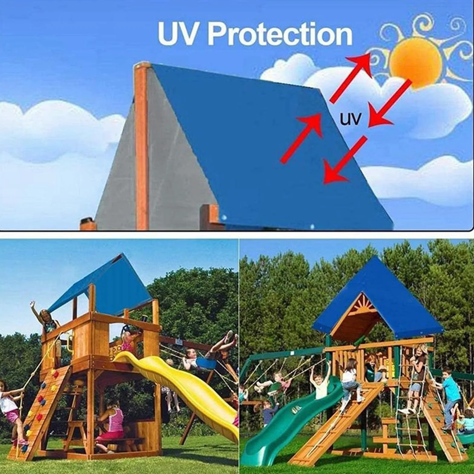 Copertura resistente agli strappi per parchi giochi con rivestimento argento 190D resistente alle intemperie ombra per bambini scivoli scalatori e giochi all'aperto baldacchino di ricambio