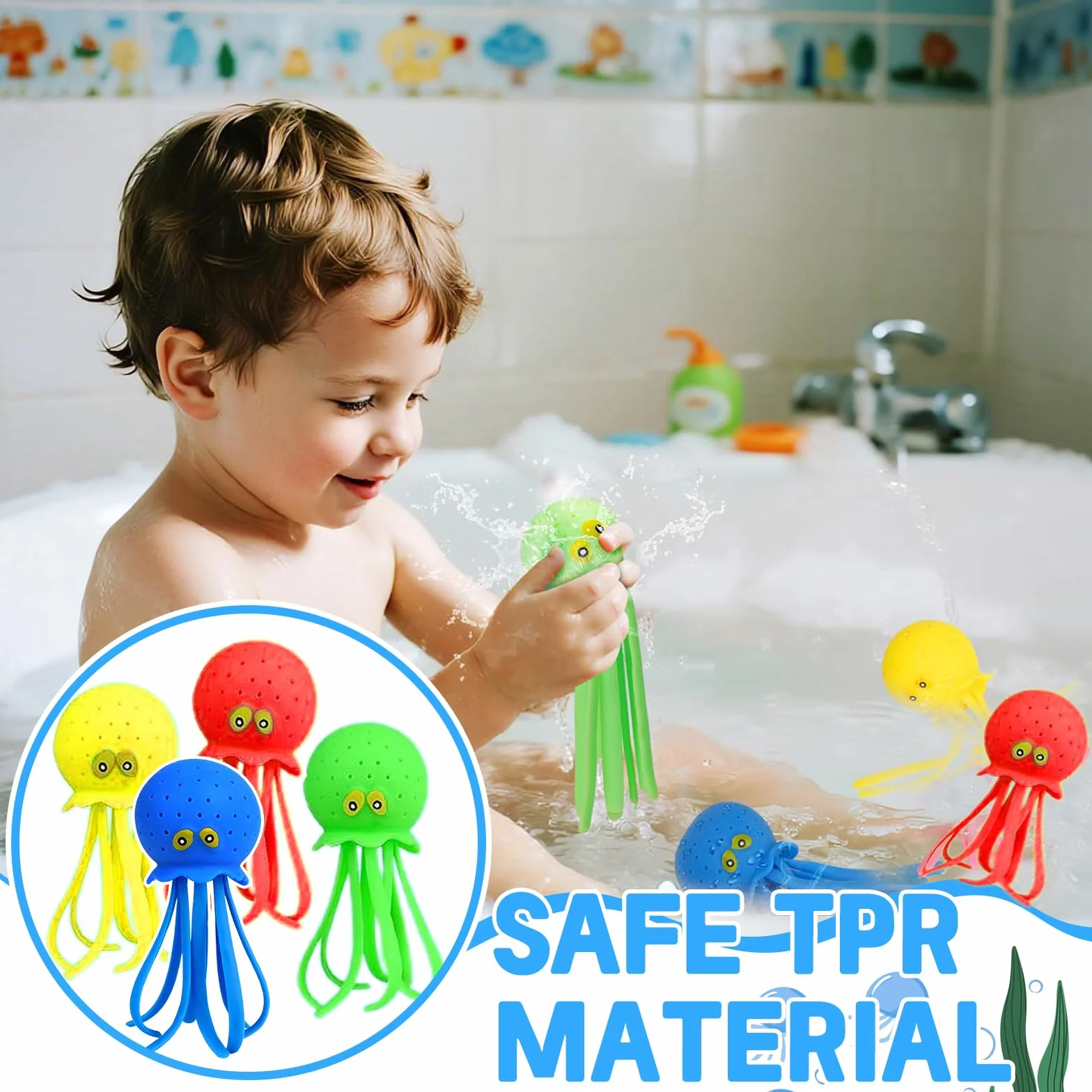 4 Pezzi Giocattolo Medusa ad Acqua, Giocattolo Fidget Morbido Galleggiante per Bagnetto, Giocattolos Divertente per Piscina, Regalo di Vacanze Estive per Bambini