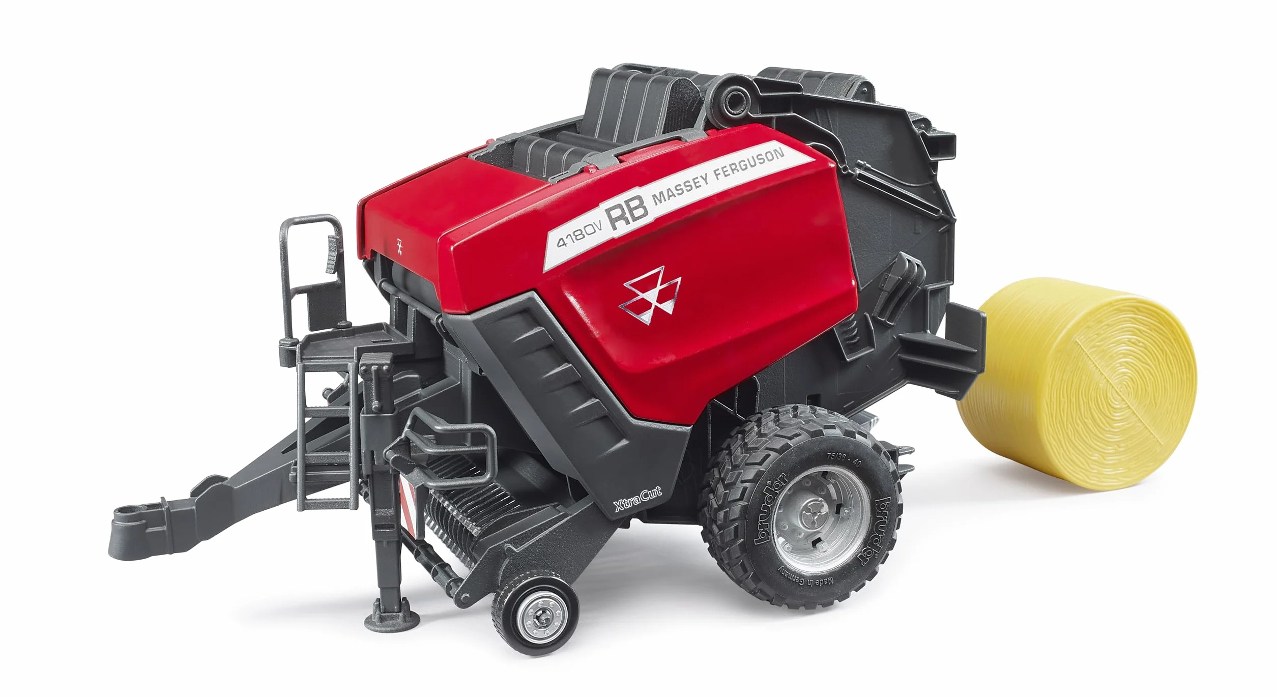 bruder 02039 - Massey Ferguson pressa per balle rotonde RB 4180 V - pressa per balle, mietitrice, fattoria, trattore, balle di paglia