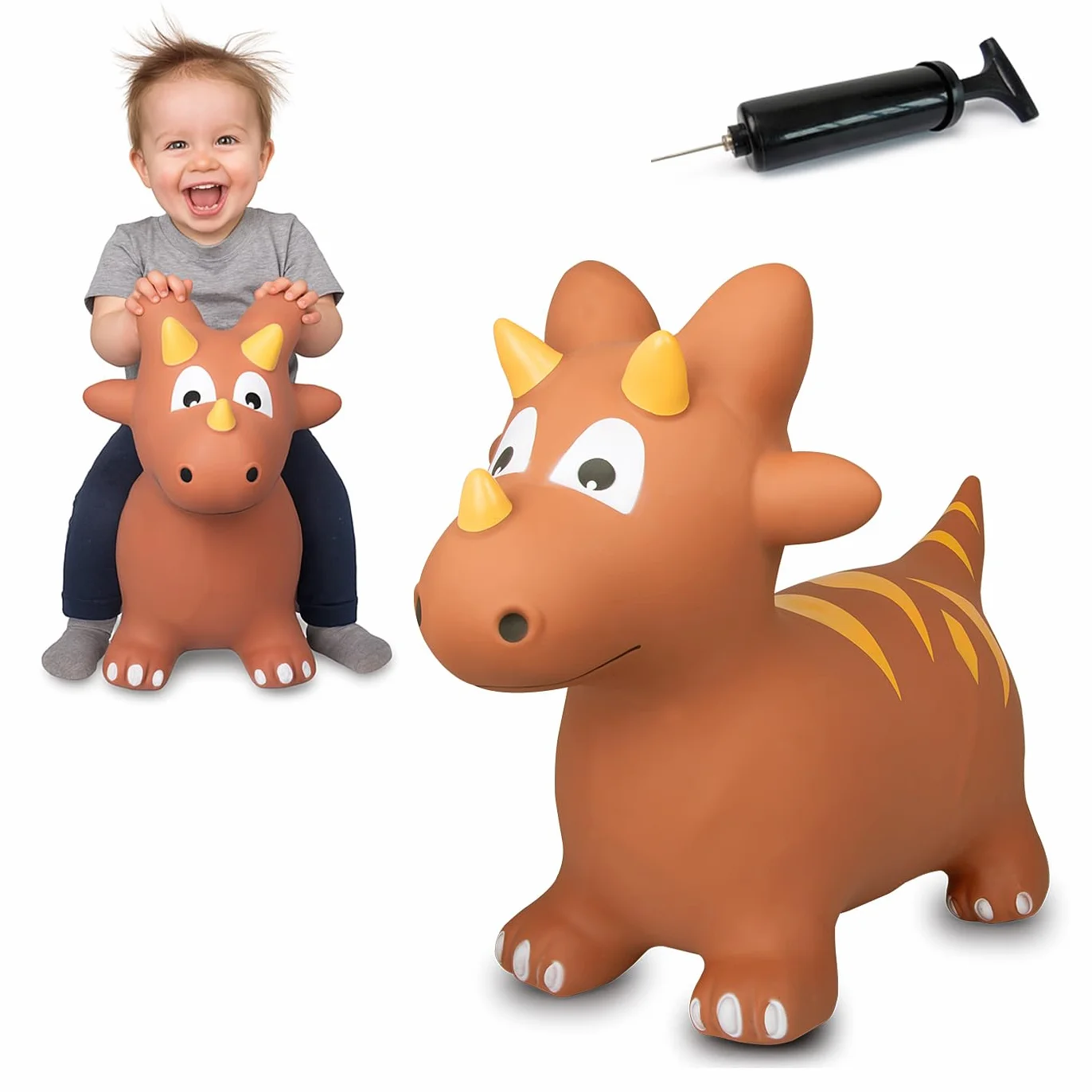 JAMARA 460591 Dino HoppyDoo - Giocattolo per bambini, giocattolo per bambini, per interni ed esterni, regalo per bambini, giocattolo da giardino, rimbalzo, facile da pulire, senza BPA, con pompa