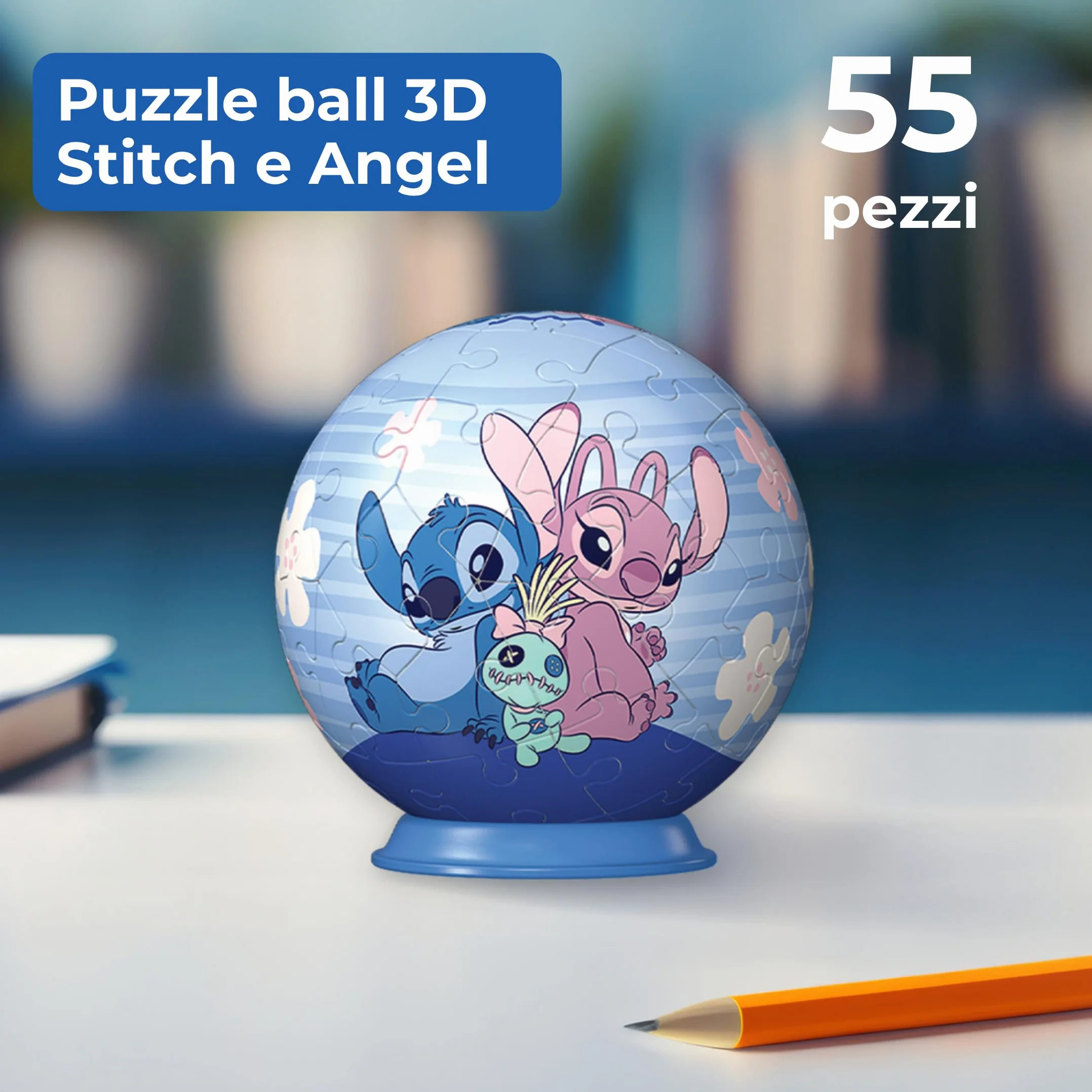 Ravensburger - Puzzle 3d Disney: Stitch Sferico | Puzzle 3d Bambini 6 Anni O Più | Regalo Stitch Bambina E Bambino 54 Pezzi | Giochi Bambini 6 Anni Sferico Da Disney