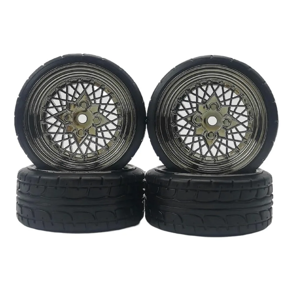 Cerchioni in plastica con offset in scala 1/10 da 4 pezzi 3mm con pneumatici per modelli Drift e Touring di auto RC compatibili con veicoli simili