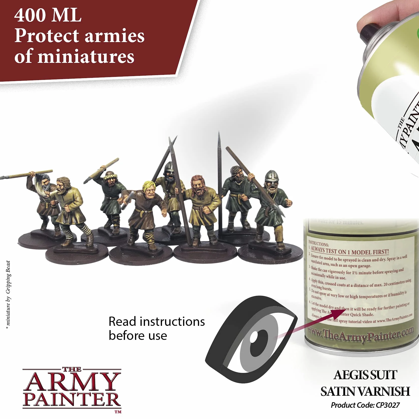 The Army Painter, Colour Primer Aegis Suit Satin Varnish, 400 ml Vernice Satinata - Vernice Modellismo Plastica per Miniature Fantasy, D&D e Warhammer