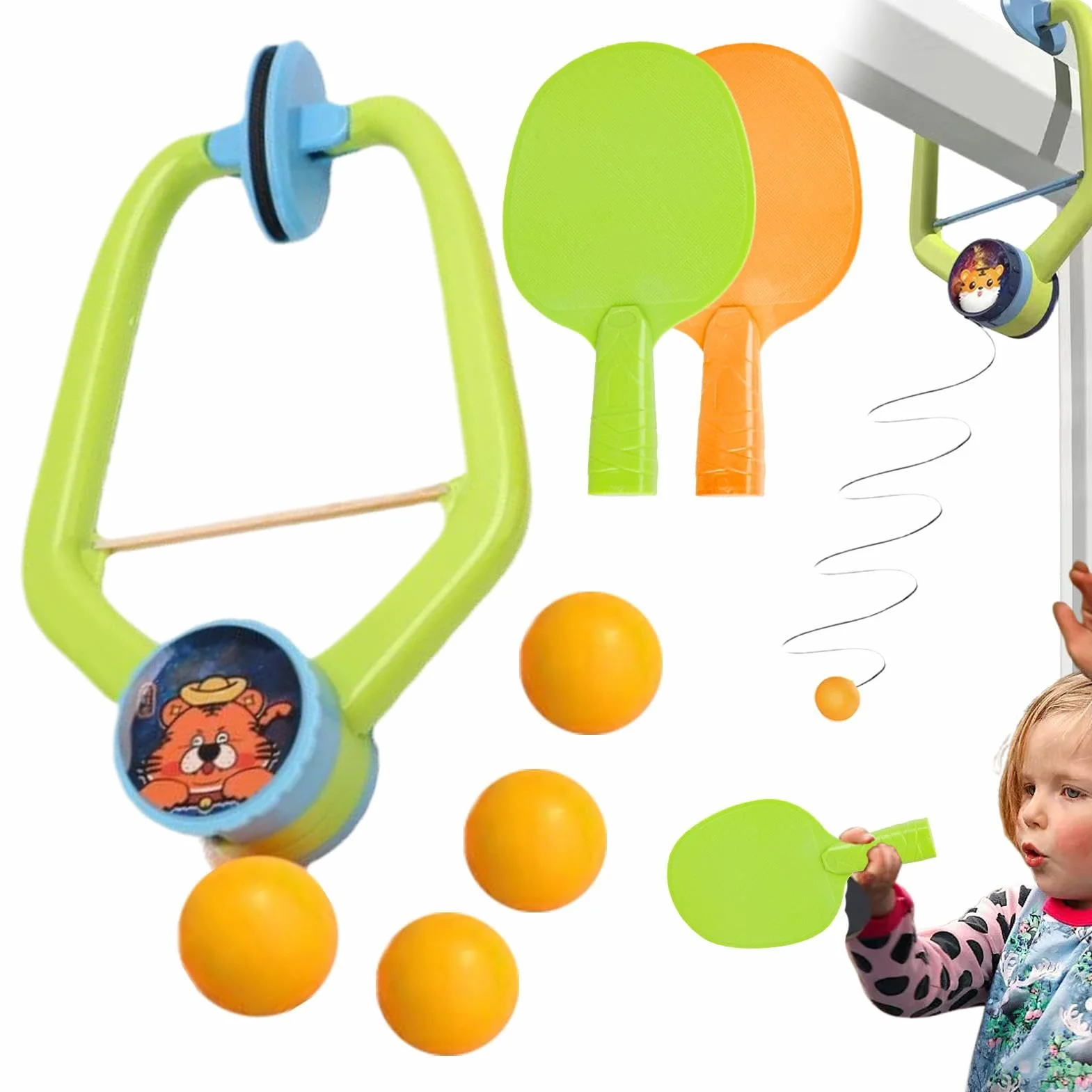 Indoor Table Tennis Trainer Portable Adjustable Doorway Design for Kids Boys Girls