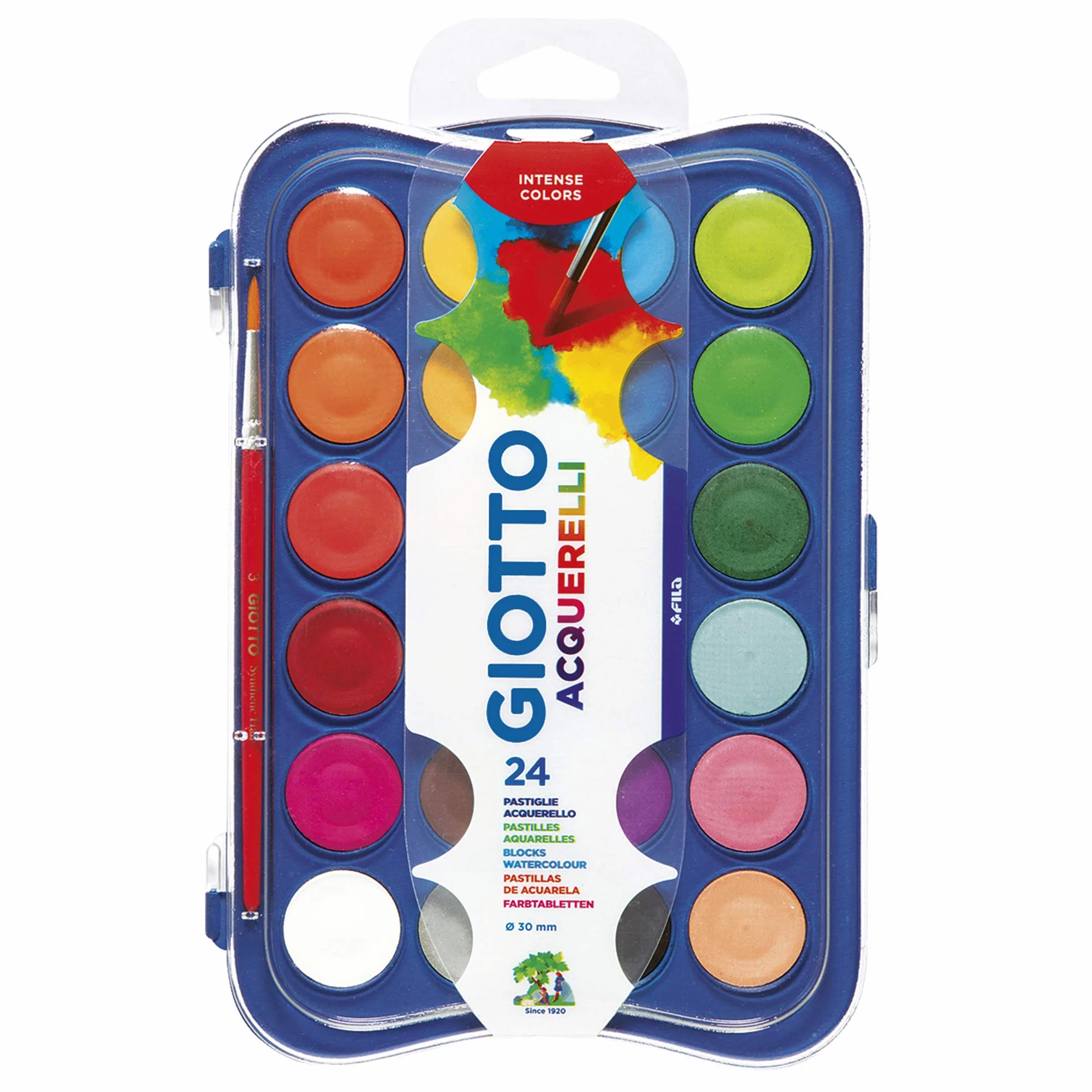 Giotto Acquerelli Tempere Ad Acquerello 24 Unità Multicolore 30 mm Pennello