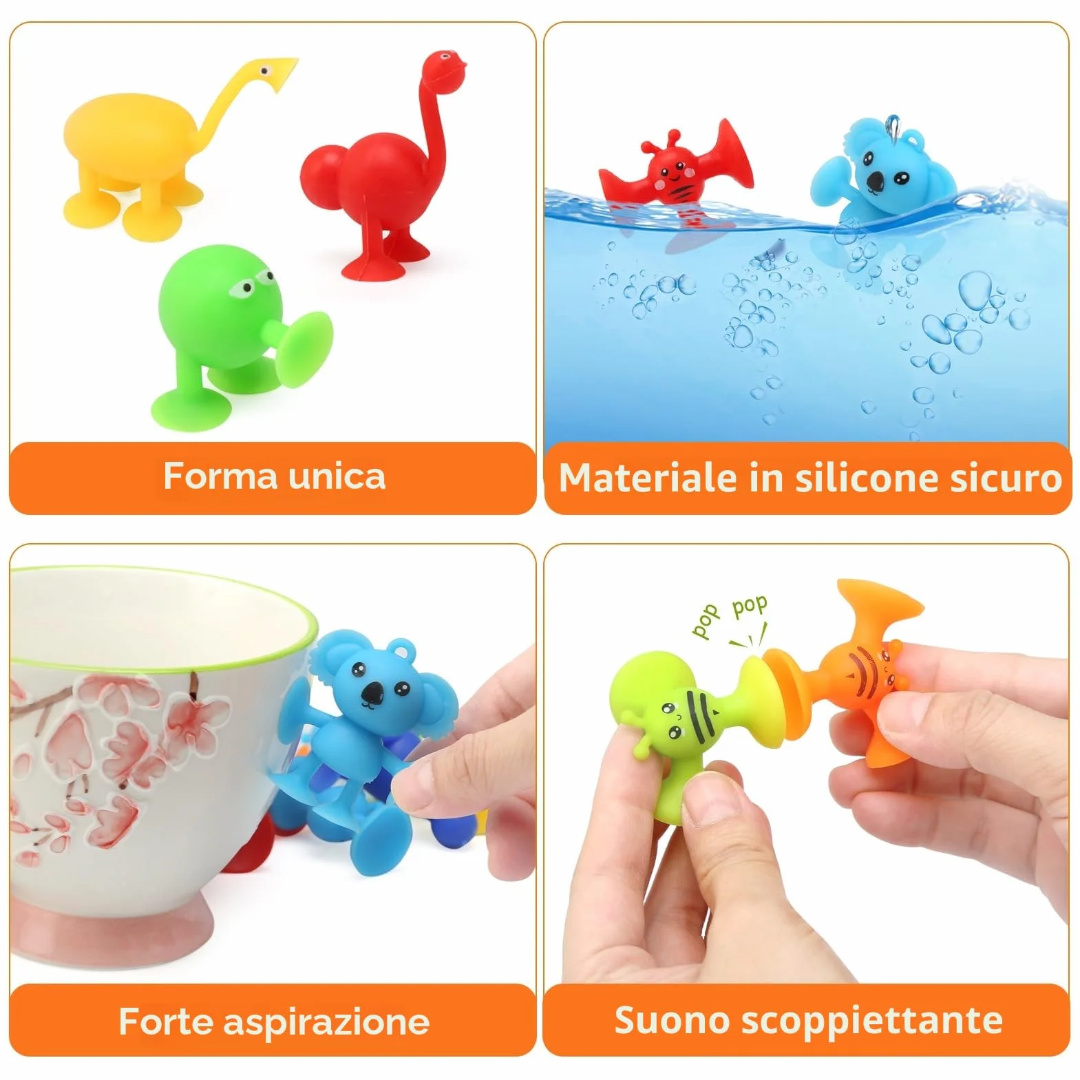 Giochi Bagnetto Neonato, 26 Pezzi Giocattolo a Ventosa in Silicone con Organizzatore, Giocattolo Sensoriale da Viaggio Giocattoli Bagno Educativi Regalo per Bambini 3 4 5 6 7 Anni