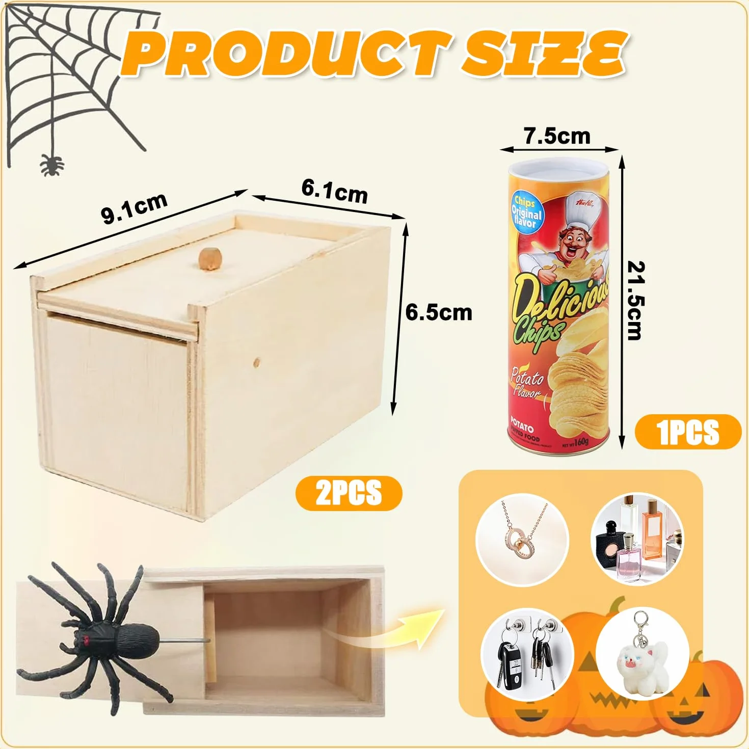 Scatola Scherzo Ragno, 2 Pezzi Spider Box Prank, 1 Pezzi Primavera Serpente Giocattolo, Scherzo Ragno, Lattine di Patatine Scherzi, Scatole di Scherzi a Sorpresa per Halloween e Pesce d'aprile