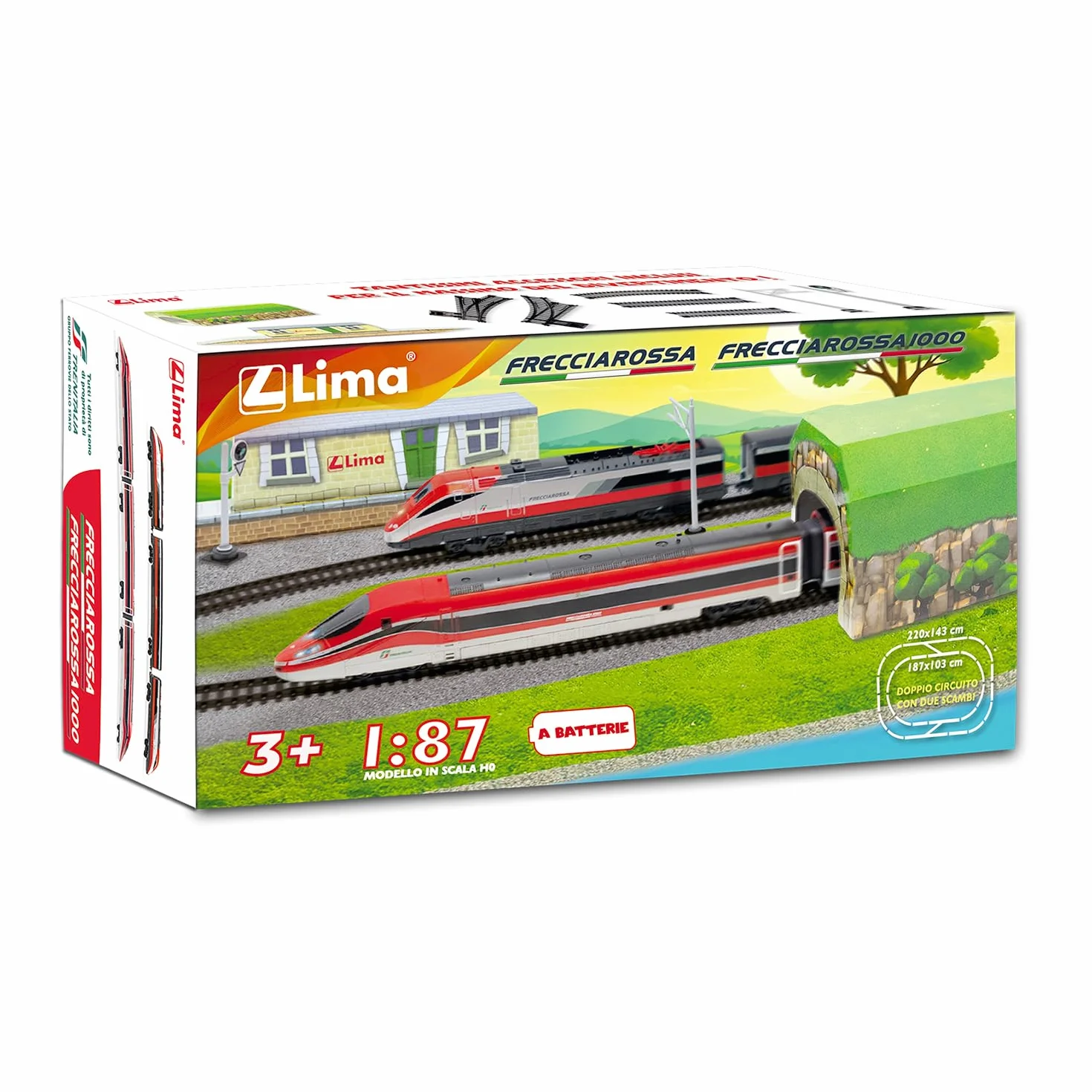 Lima Treno Set Frecciarossa 1:87, ETR500 e ETR1000, Modellino Scala HO, A Batterie, 3+ Anni