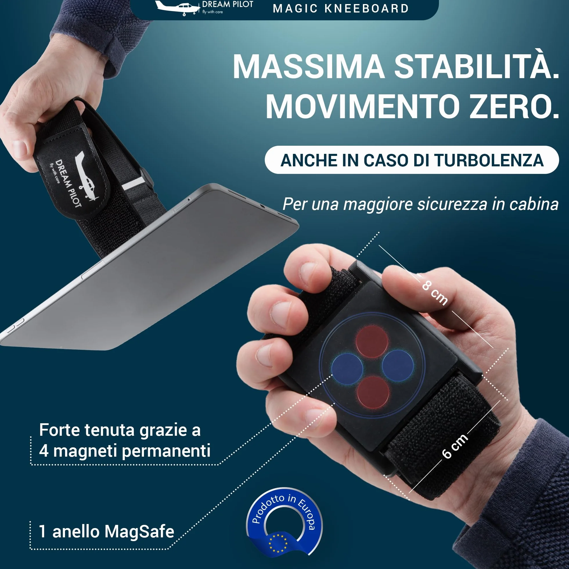 Dream Pilot Kneeboard per iPad, iPad mini, iPhone, qualsiasi smartphone Android, qualsiasi tablet, soluzione universale - sottile, stabile, design certificato MIL-STD 810G