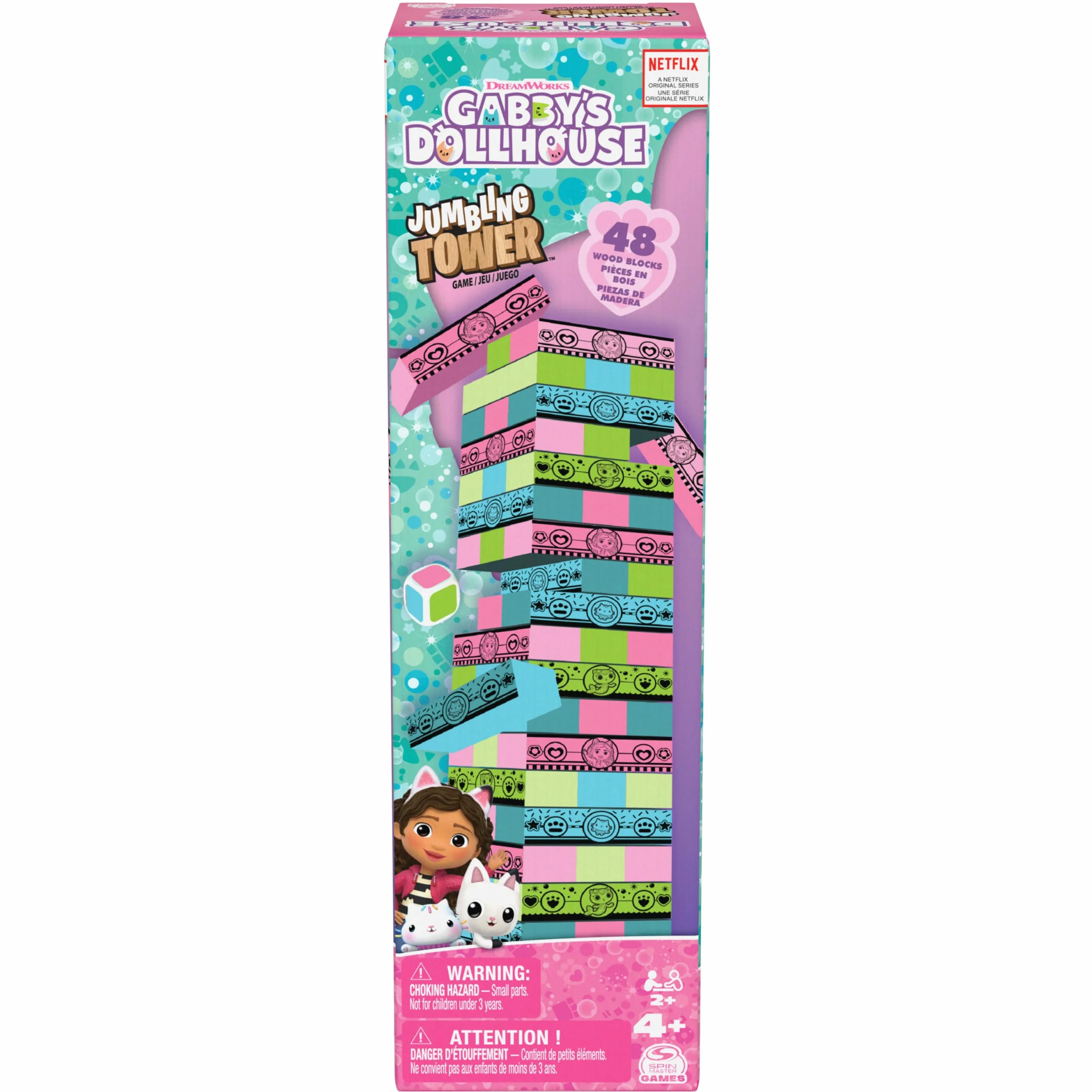 Editrice Giochi, La Casa delle Bambole di Gabby, Jumbling Tower della Casa delle Bambole di Gabby, Blocchi di Legno multicolore, Giochi per Bambini e Bambine, 4+ anni