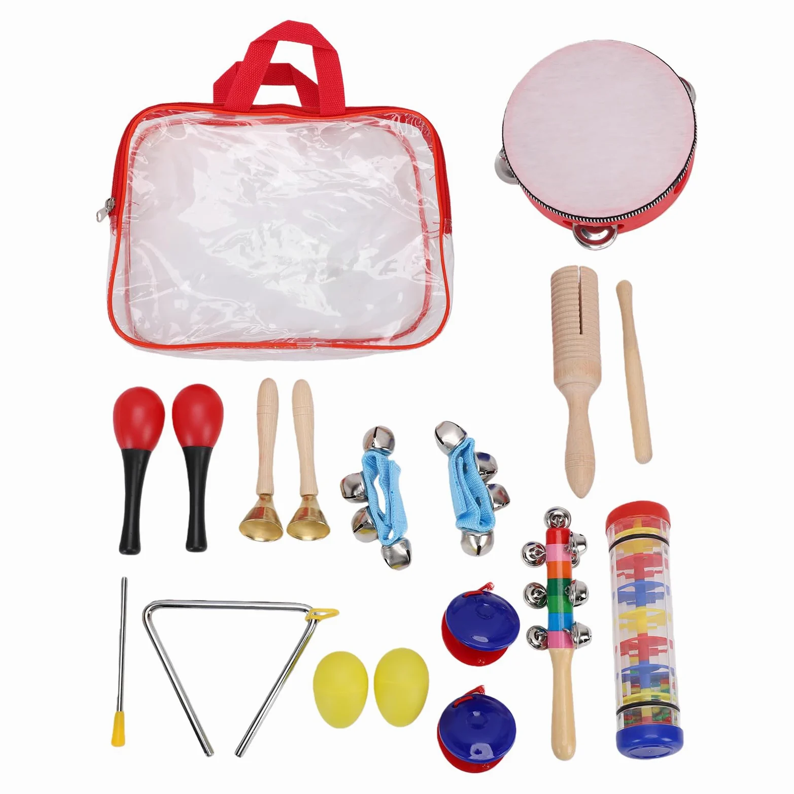 Keenso Strumenti Musicali per Bambini, Set di Percussioni in Legno di Faggio ABS con Tamburello e Battagli Maracas per Bambini Dai 3 Agli 8 Anni