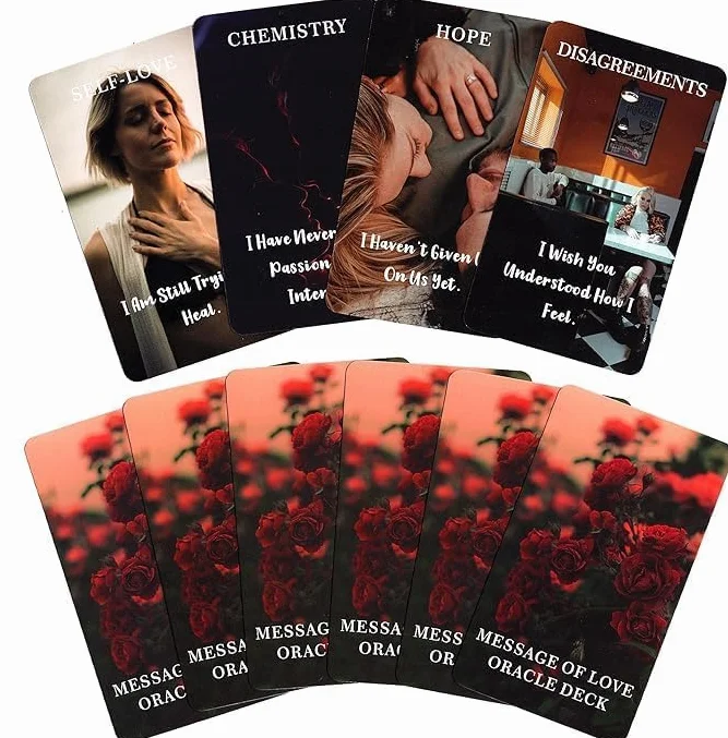 QCFQCF Message of Love Oracle Cards - Biglietti Oracle per principianti, tra cui amore, romanticismo, fiamma gemella, messaggi anima gemella (XIANHUALXT)