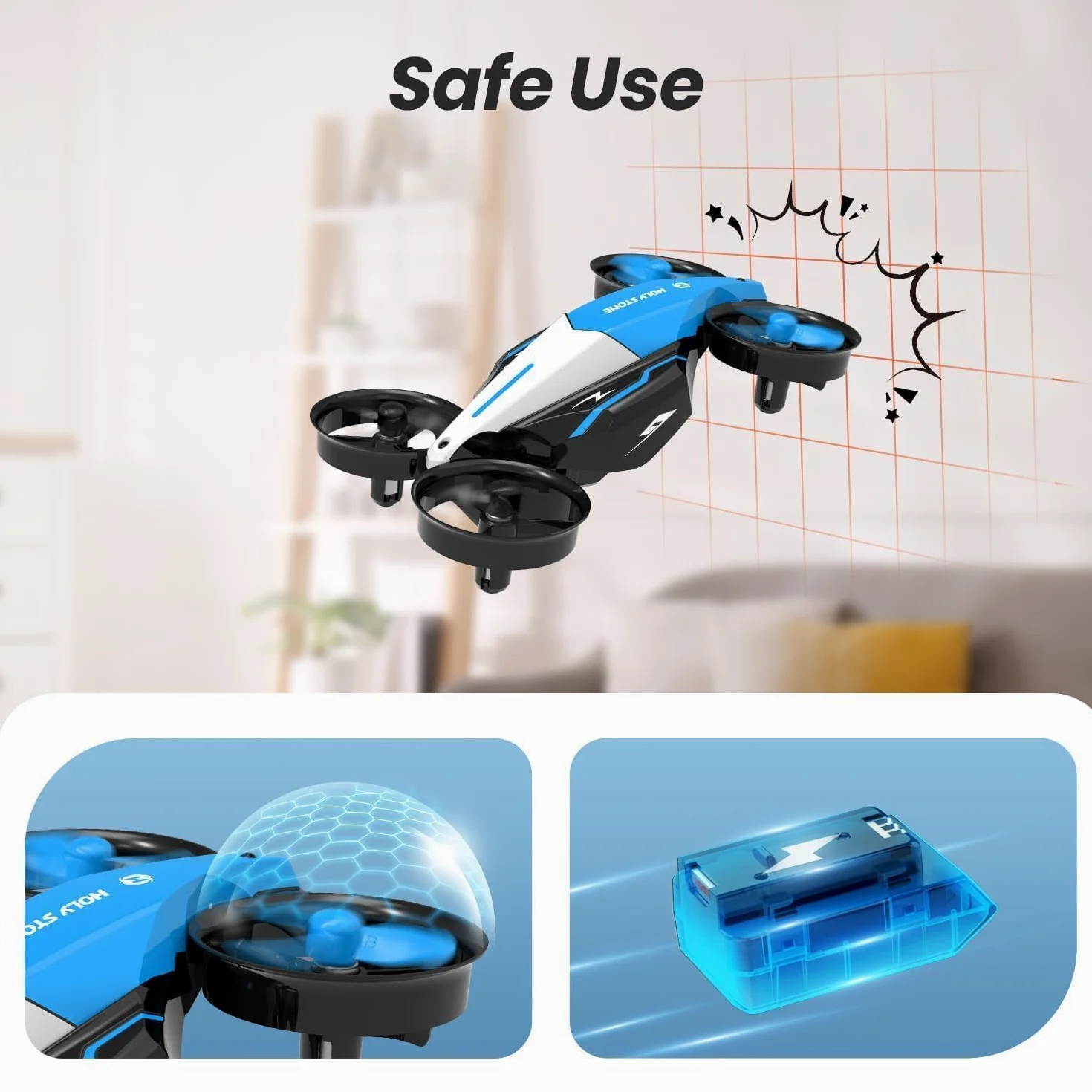 Holy Stone HS210F Drone per Bambini, RC 2 in 1 con Mantenimento Altitudine | con Flip 3D, 3 Velocità, Protezione Eliche, Facile da Pilotare, Regalo per Bambini
