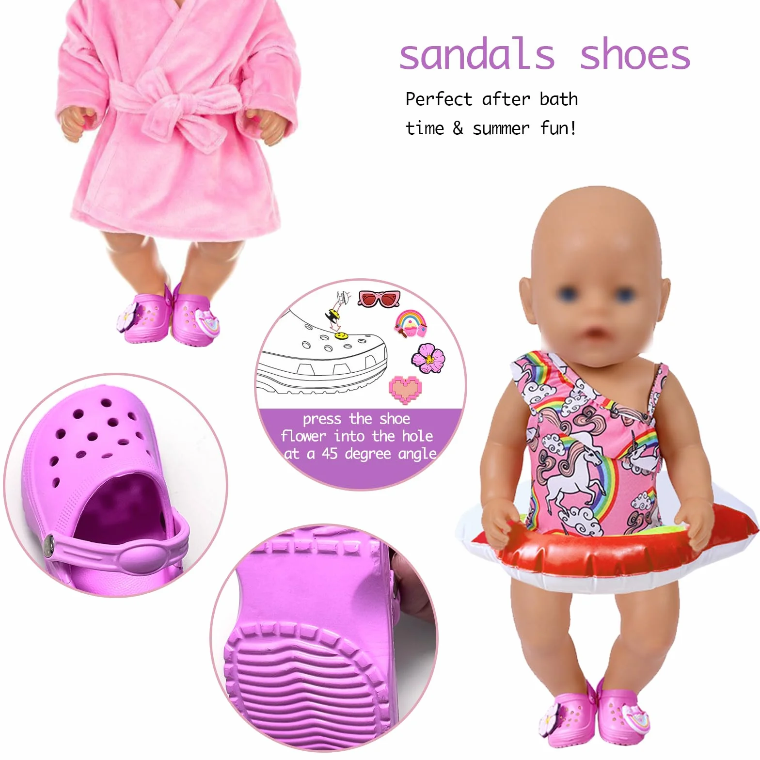 Set di accessori per bambole, scarpe e calze per bambole da 43 cm, 7 pezzi, rosa e marrone