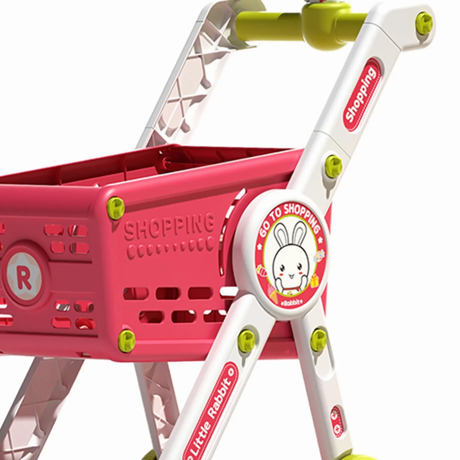 1 Pezzo Carrello della Spesa Giocattolo per Bambini Cestino del Supermercato Accessori Staccabili Struttura Stabile Simulazione Realistica Adatto al G, Solo Carrello