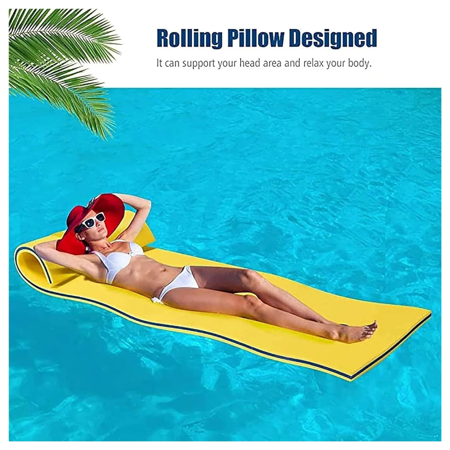 Tappetino Galleggiante in Schiuma, Materasso Portatile a 3 Strati for zattera d'Acqua for attività acquatiche Piscina(2.7mx1.2mx3.3cm)