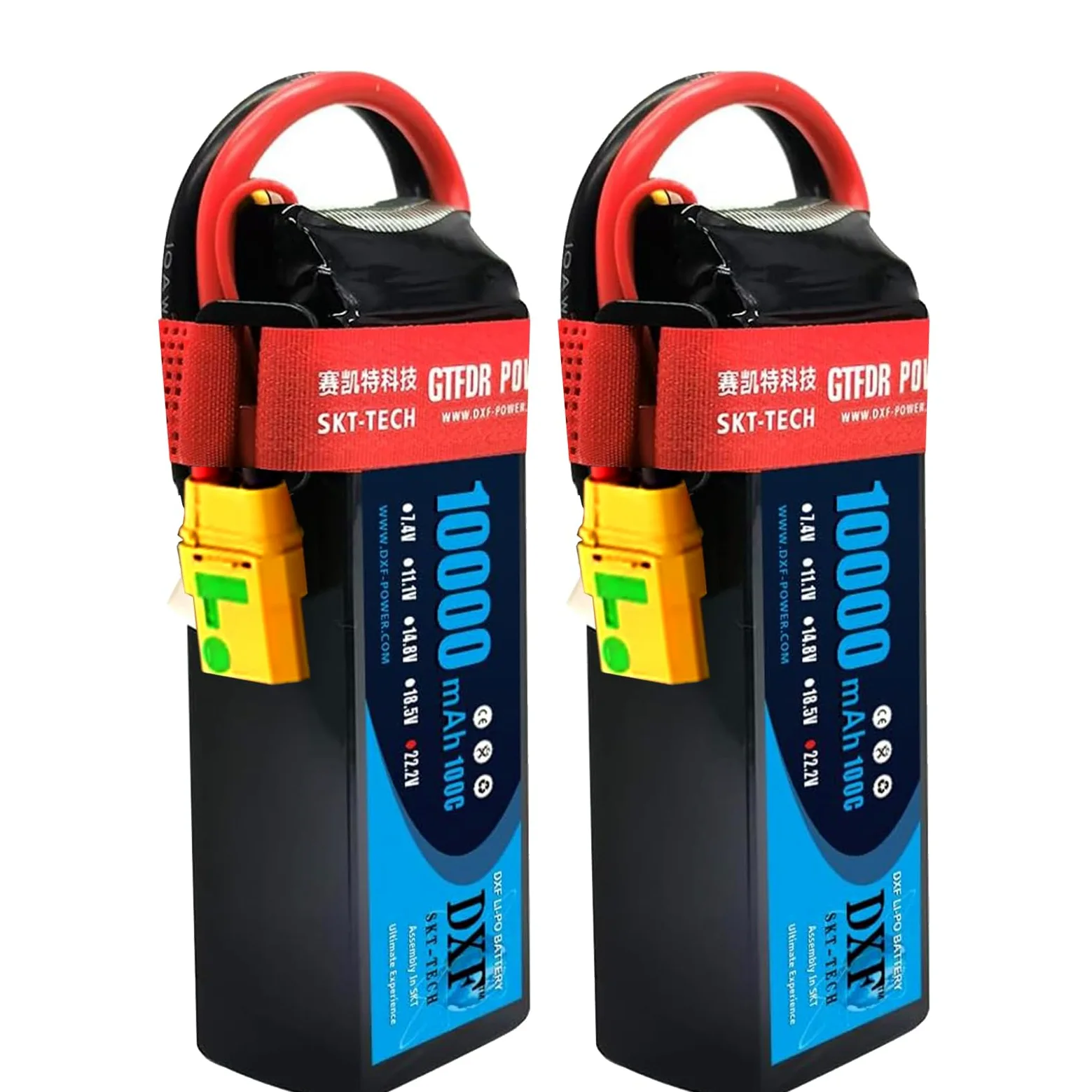 DXF 2 confezioni di batterie LIPO, 6S LIPO da 22,2 V, 10000 mAh, 100 C, spina XT90S, per drone, aerei RC, camion, elicotteri e altro, LIPO 6S, batteria in formato 6S1P