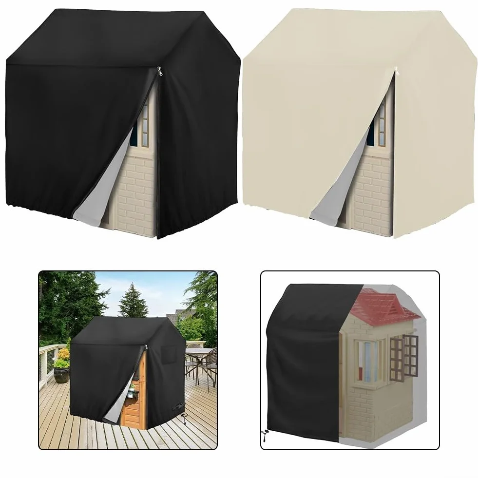 Copertura resistente per casetta dei giochi Oxford 210d, impermeabile, antivento, protezione per la casa dei bambini, in legno, con coulisse, 127 x 115 x 140 cm (bianco, 127 x 115 x 140 cm)