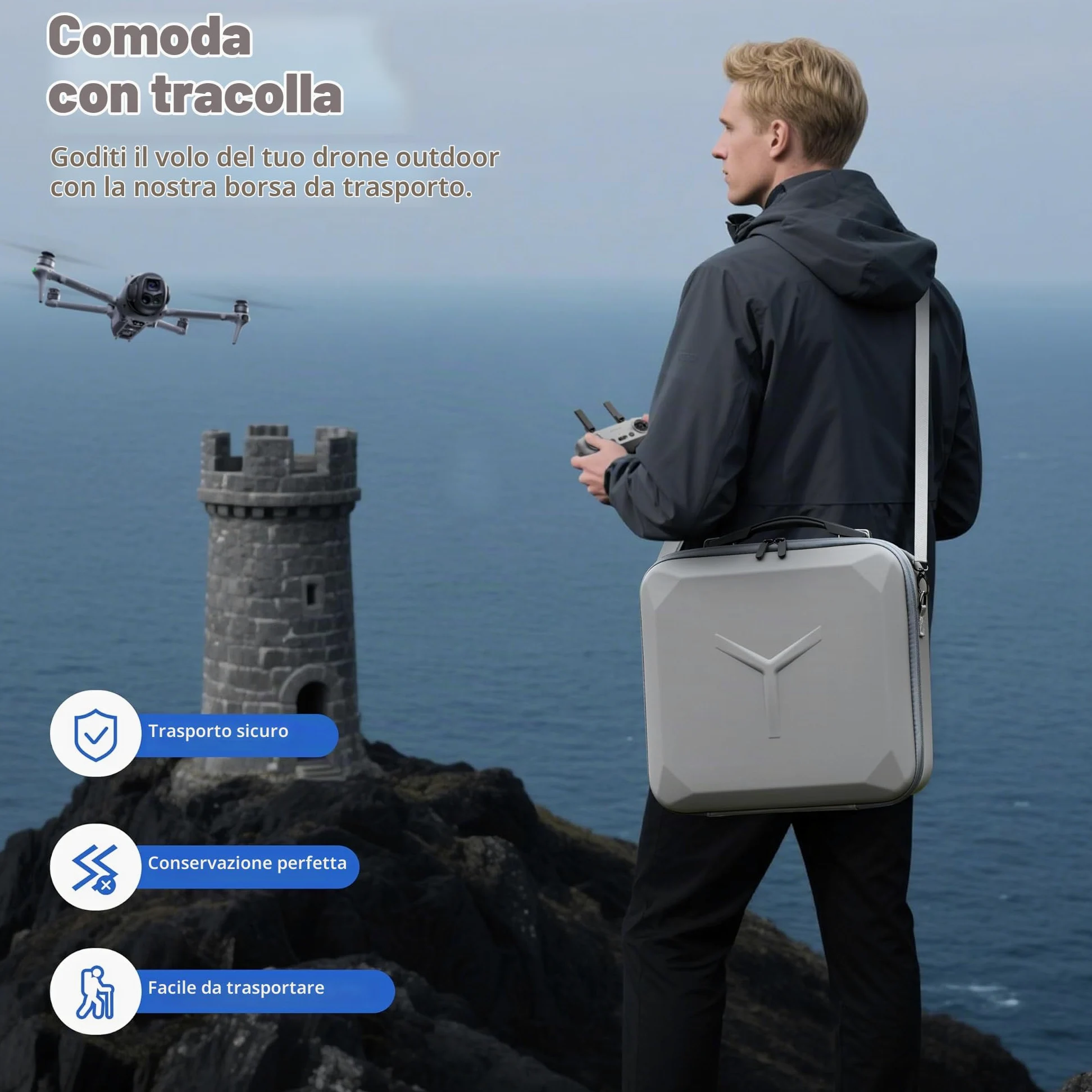 STARTRC PHOTO Custodia per Mavic 4 Pro, custodia in PU per DJI Mavic 4 Pro Fly More Combo con controller RC 2 Custodia da viaggio per DJI Mavic 4 Pro Accessori, stazione di ricarica della batteria