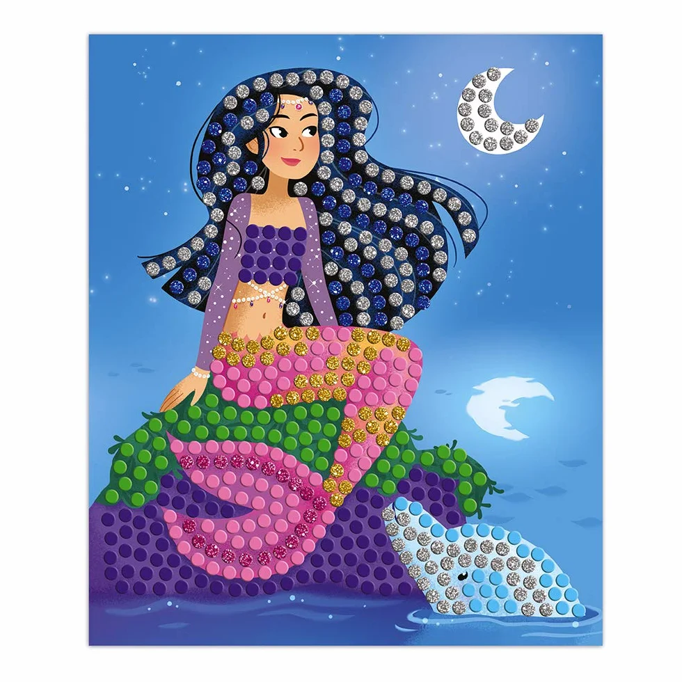 Janod - Cofanetto Mosaici Delfini e Sirene - Les Ateliers du Calme - Kit Creativo per il Tempo Libero Dei Bambini - Sviluppo della Motricità Fine e della Concentrazione - Dall'Età di 7 Anni, J07961