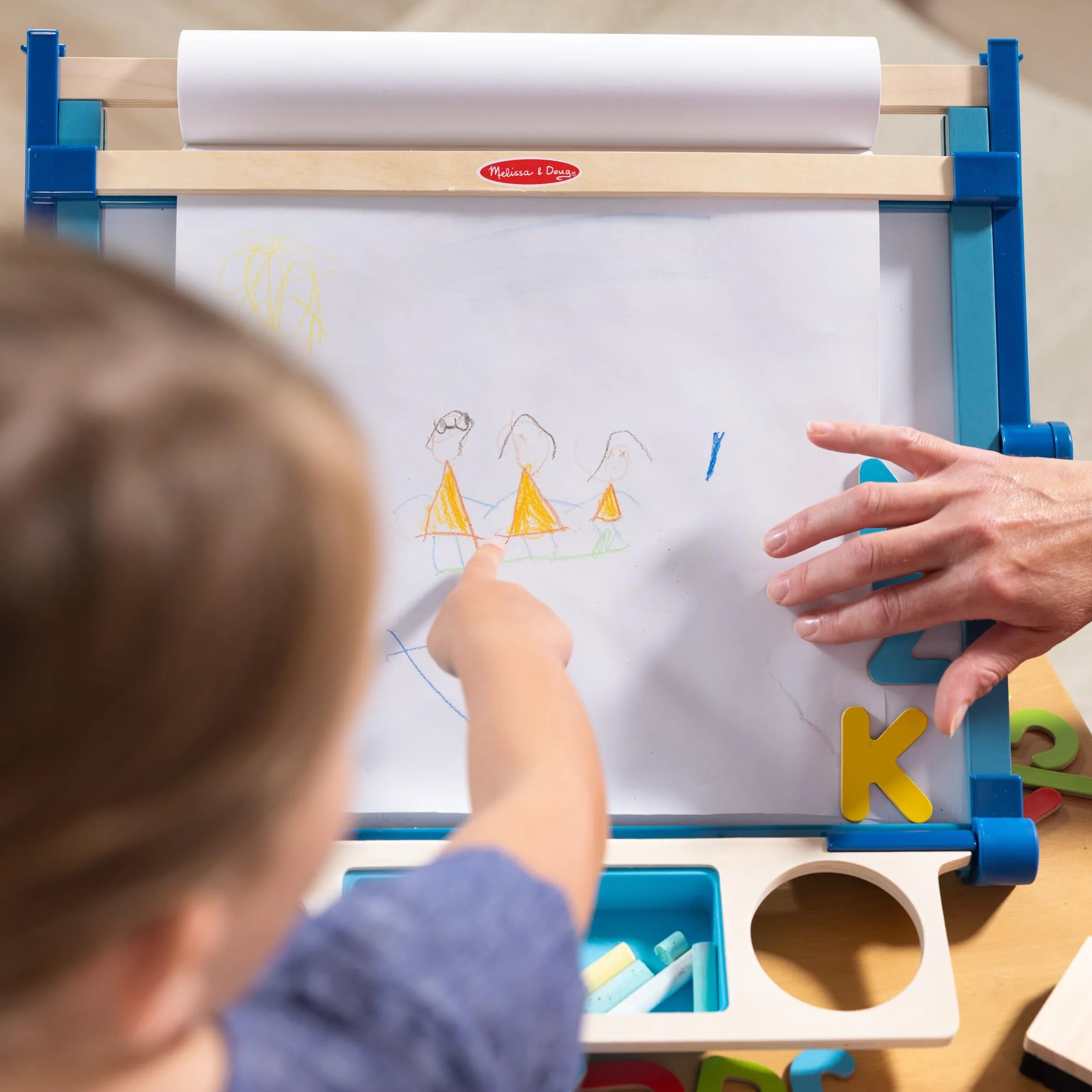 Melissa & Doug 12790 Cavalletto da Tavola Magnetico a Due Lati - Lavagna Cancellabile a Secco e per Gessetti