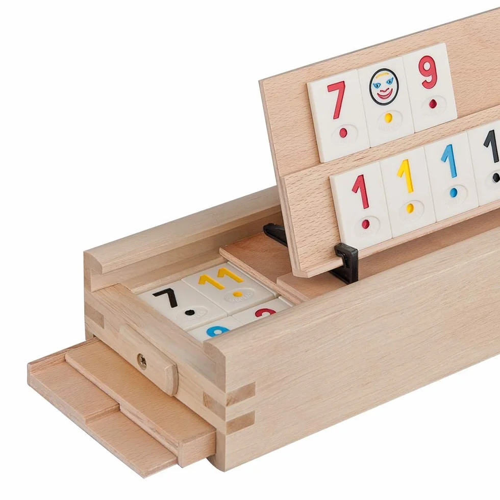 Gioco di Rummy in Legno: Un gioco da Tavolo di alta Qualità Realizzato in Legno Massiccio di Faggio