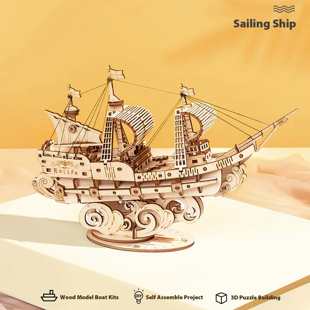 Rolife Puzzle 3D Legno Nave a Vela Rompicapo - Modellismo da Costruire Adulti - Decorazioni per la Casa Regalo Donna Uomo TG305