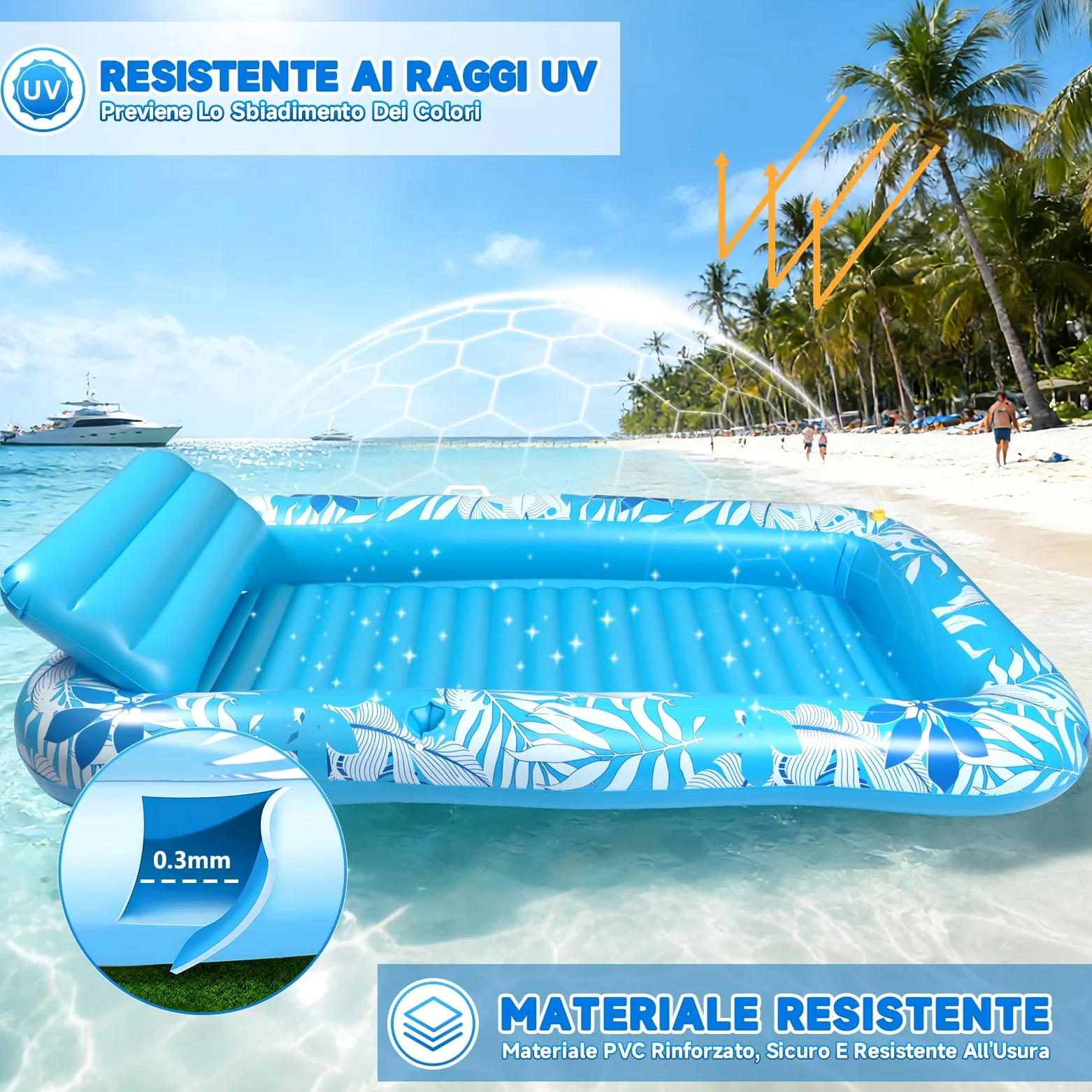 Materassino Gonfiabile Piscina Spruzzo, Piscina Abbronzante Adulti Poggiatesta Portabibite 210 * 130CM Gonfiabile Amaca Galleggiante Tanning Pool per Giardino Prato Spiaggia