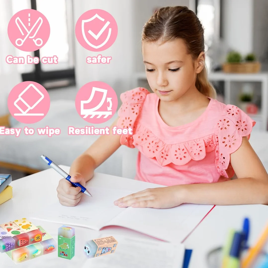 15 Pezzi Gomme da Cancellare per Bambini - con Motivo Divertente - 15 Stili Carini con Motivi Diversi - Ideali per Scuola, Ufficio e Regali per Studenti