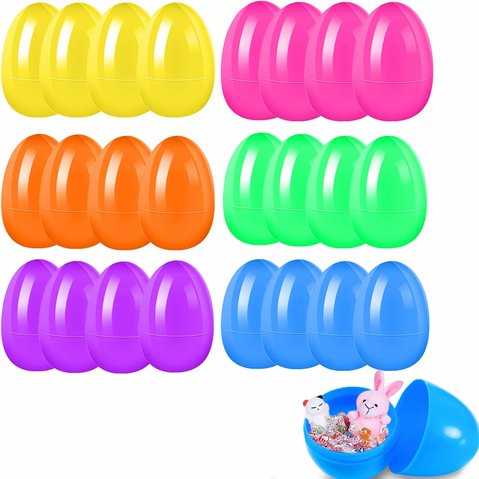 KEELYY 24 PCS Uova di Pasqua da Riempire, 8cm Uova di Plastica Apribili, Guscio Uovo di Pasqua, per Pasqua Regali di Caccia e Caramelle per Bambini