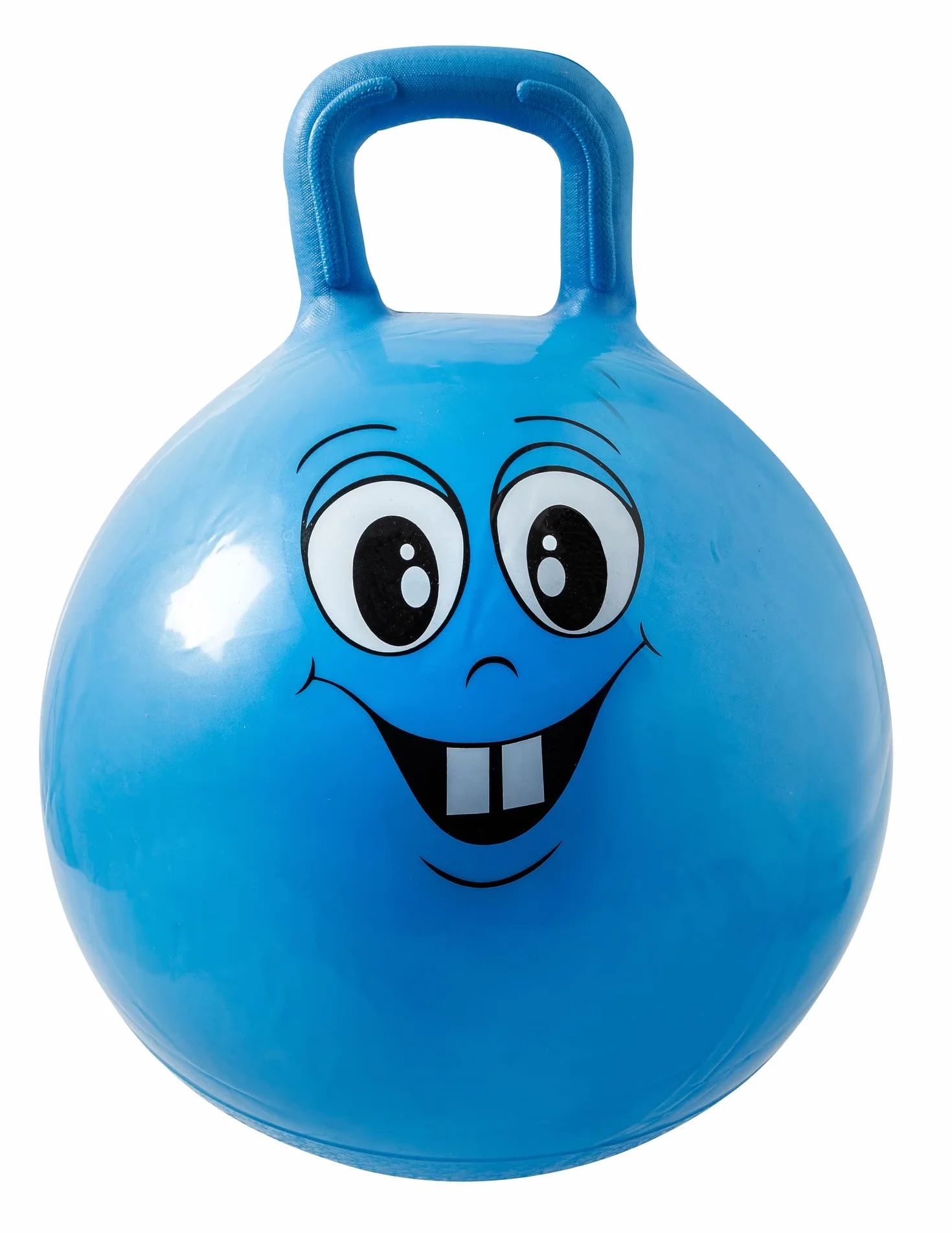 Idena 40094 Happy Face - Pallone per Saltare in Blu, Diametro ca. 45-50 cm, Portata Fino a 50 kg, Perfetto per Estate, Parco o Asilo