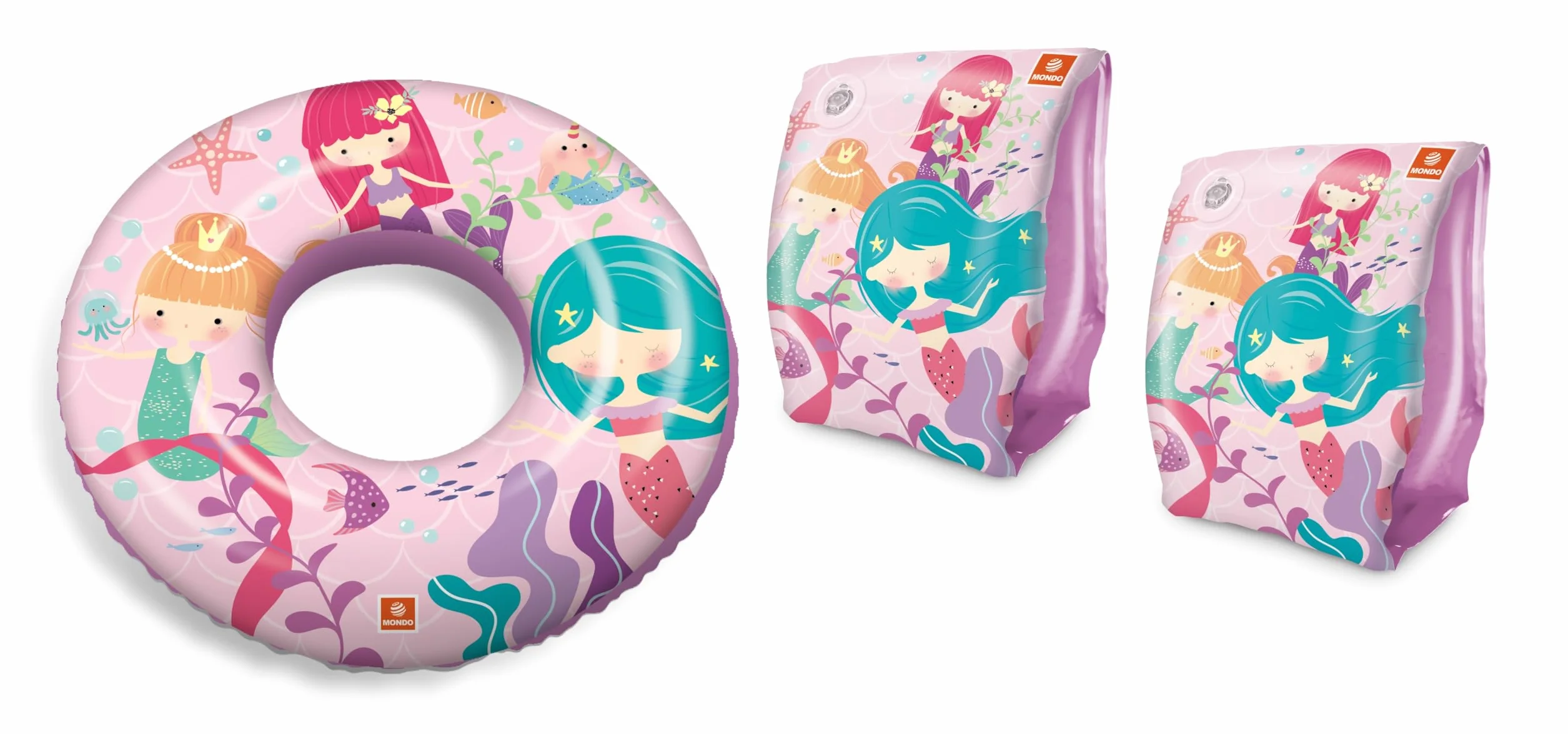 Mondo Toys - set braccioli e ciambella bambini mare estate piscina (sirenette)