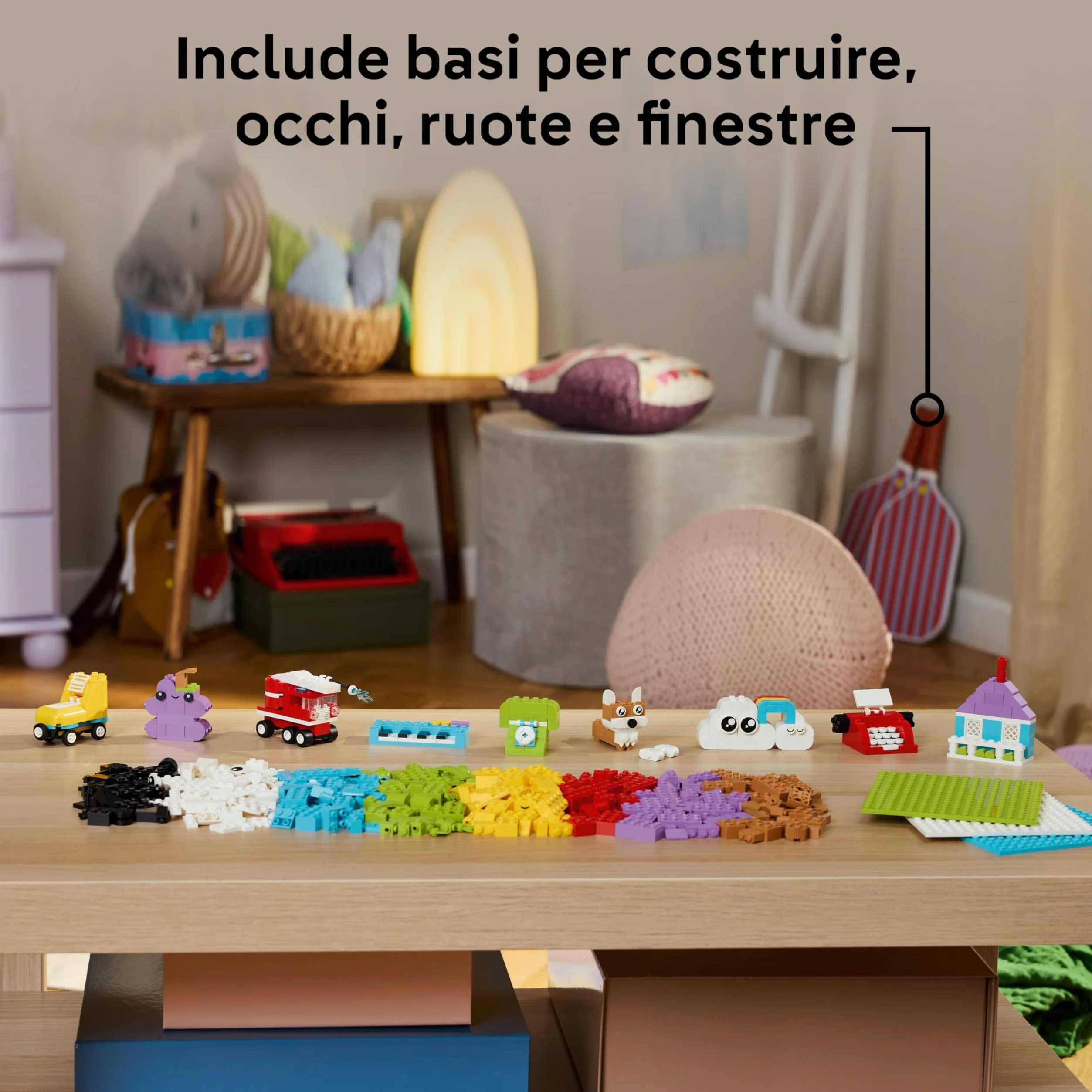 LEGO Classic Scatola Creativa Build-and-Play - Mattoncini Colorati per Costruire Casa, Cane Giocattolo, Camion dei Pompieri, Tastiera e Altro - Giochi Creativi per Bambini e Bambine da 5 Anni - 11044