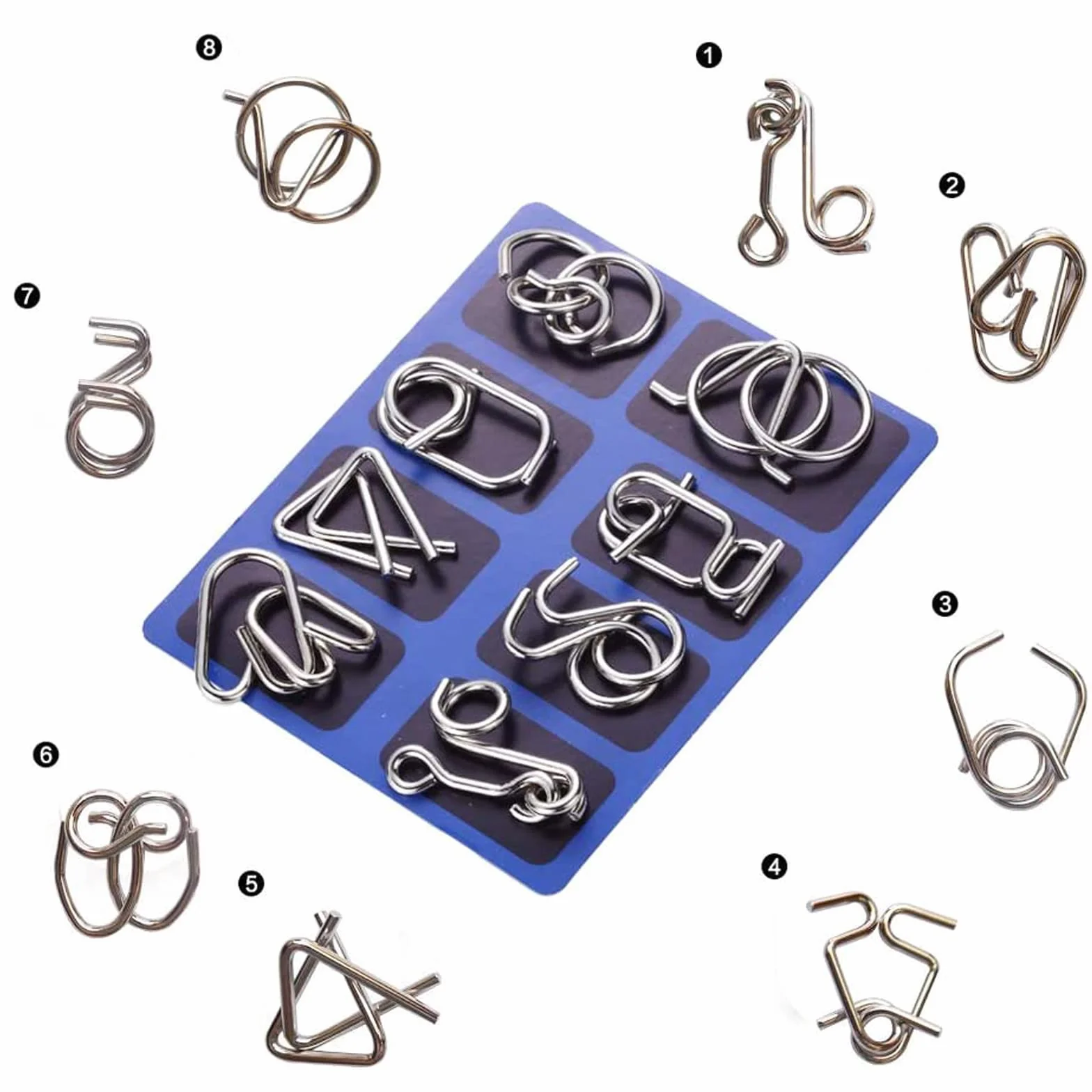 8 Pezzi Rompicapo Puzzle Metallo Set - Giochi Logica per Adulti - Puzzle Ferro Giocattolo Bambini Ragazzi
