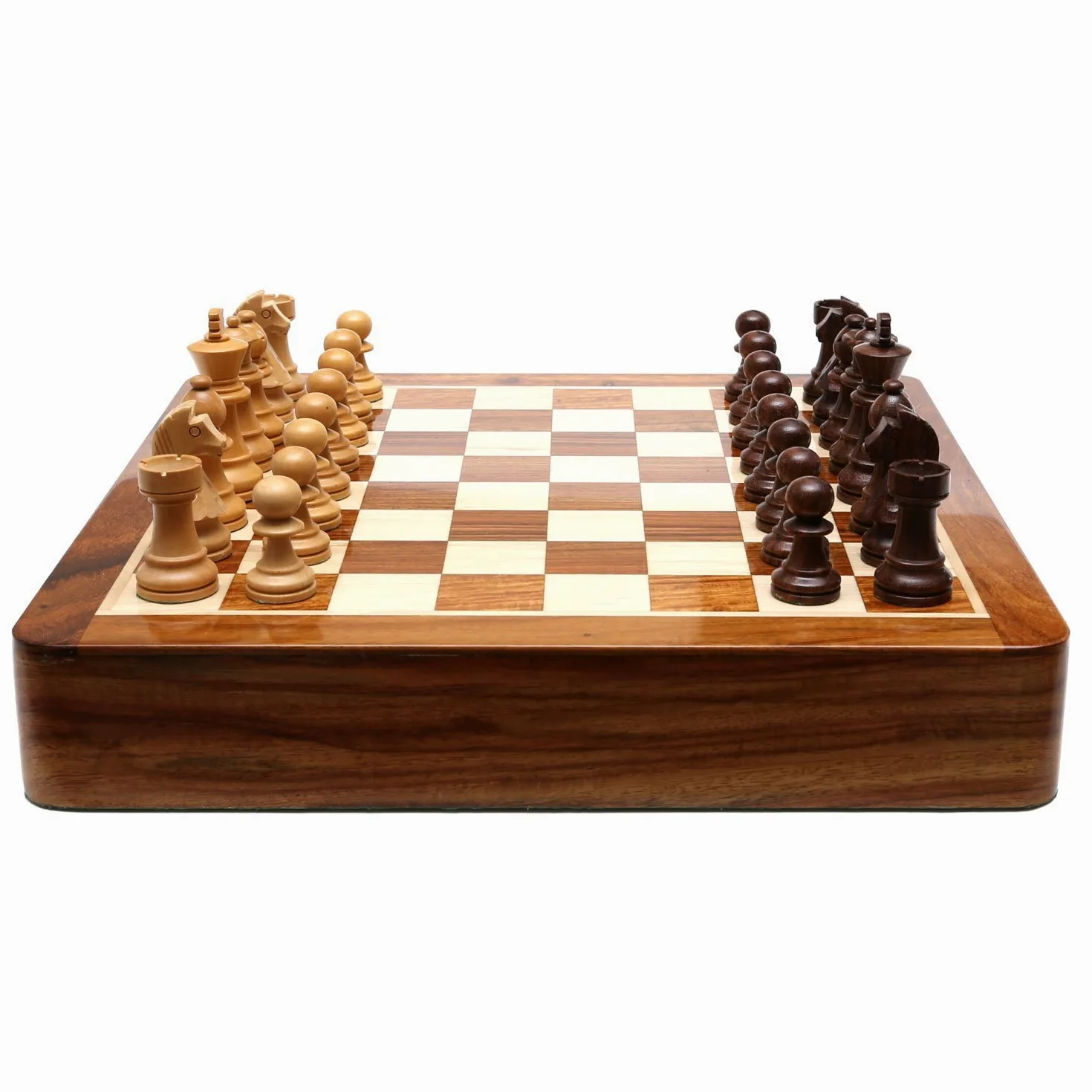 Scacchi magnetici in legno con cassetto portaoggetti | Scacchiera da viaggio Set da gioco con scacchiera (12x12 pollici)