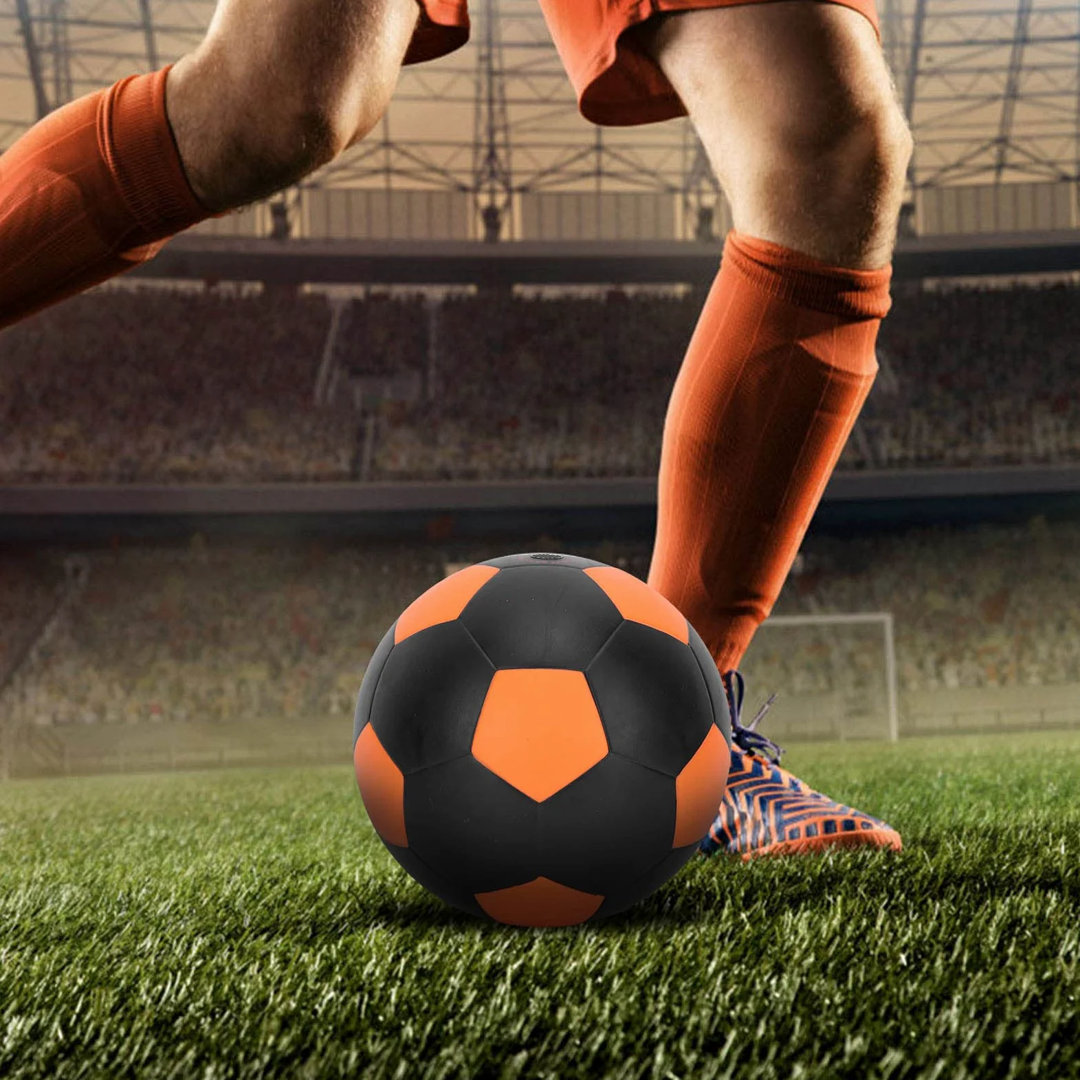Pallone da Calcio Vibrante a LED Ad Alta Efficienza Energetica per Giochi in Gomma Gonfiabile per Interni Ed Esterni per Tutte le età Arancione
