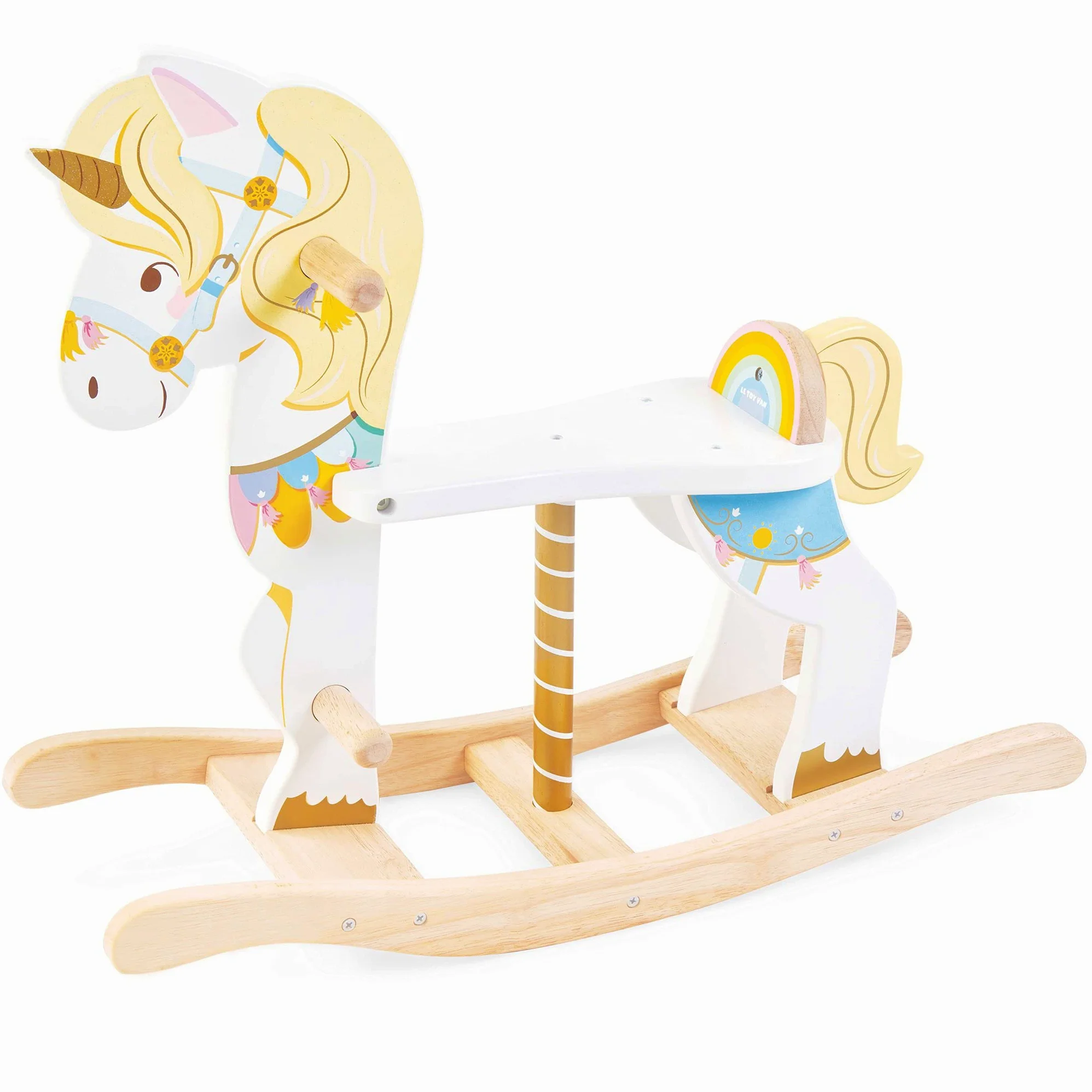Le Toy Van Giocattolo di Legno Unicorno a Dondolo della Giostra