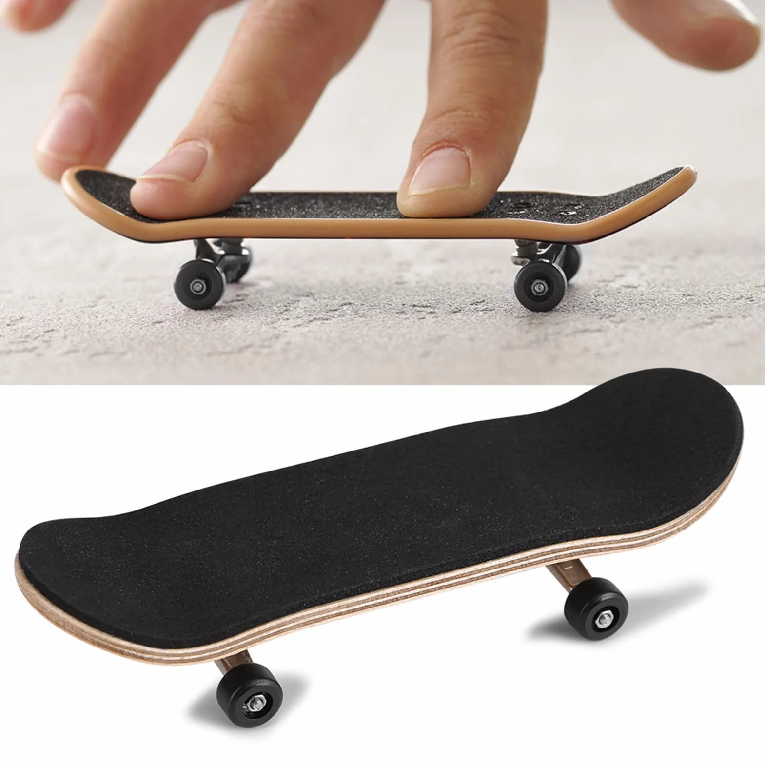 Fingerboard Professionale, Mini Finger Skateboard in Acero di Legno Completo Finger Board Ragazzo Giocattolo con Scatola per Giocare o Come Decorazione (Nero)