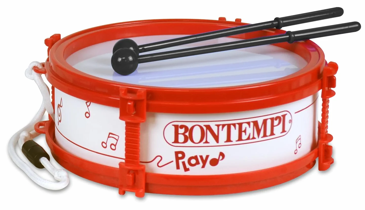 BONTEMPI - Tamburo con Tracolla Completo di Bacchette, Suono Realistico, Diametro 150 mm