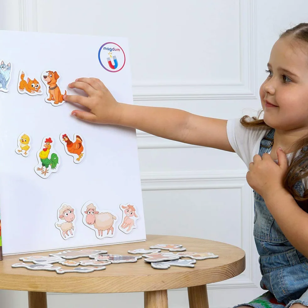 Magneti Fattoria Bambini 21 Grandi Animali Magnetici Gioco Educativo Montessori Set Creativo Prescolare